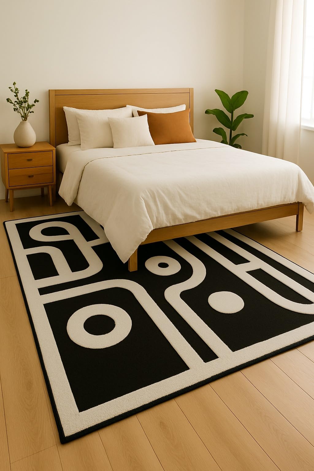 Raj Wool Area Rug Hand-Tufted Modern Carpet for Living Room Bedroom Office Soft Textured Floor D cor