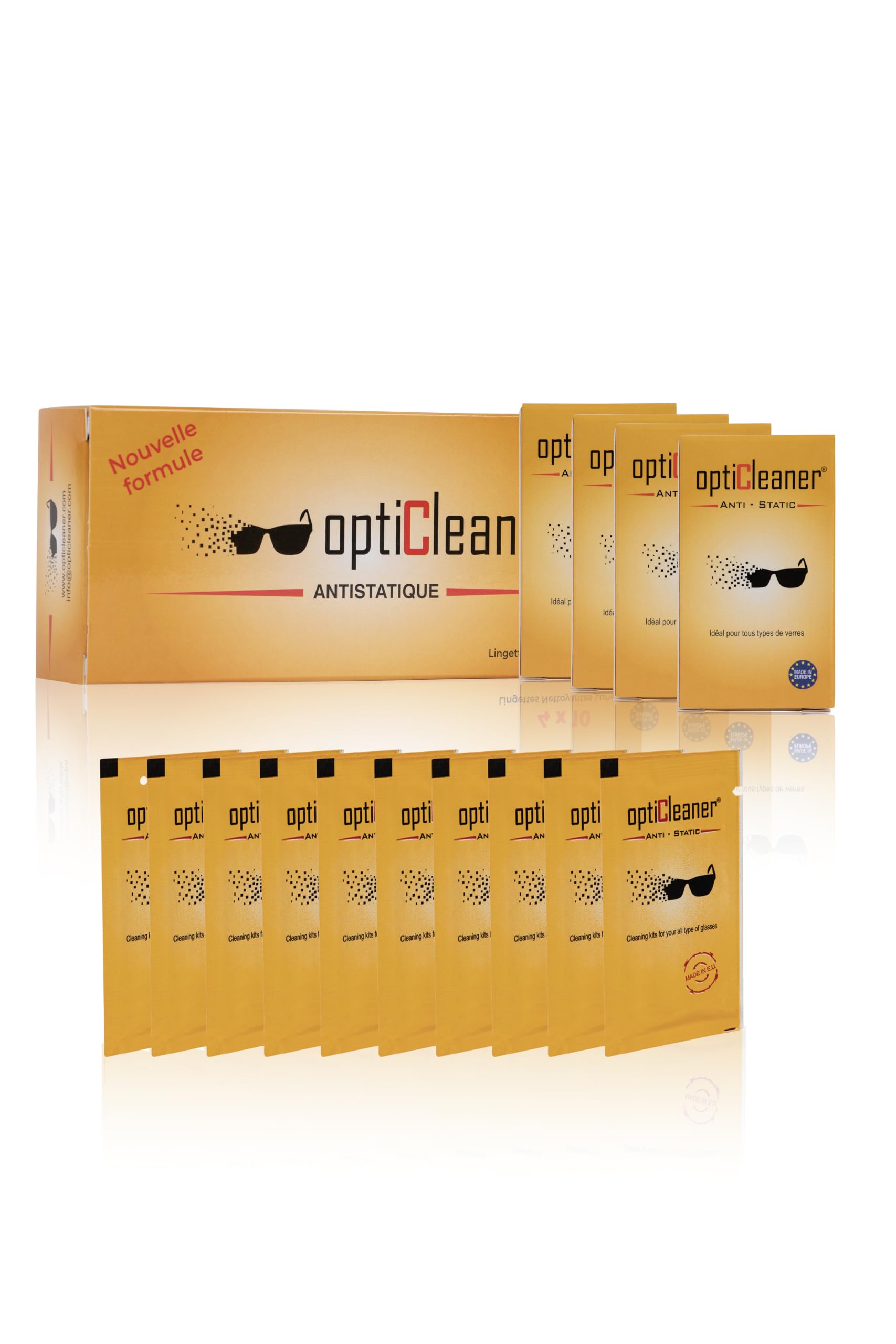 opticleaner since 2003 Gözlük Temizleme Mendili 4 Adet 10 lu kutu (40 Adet)