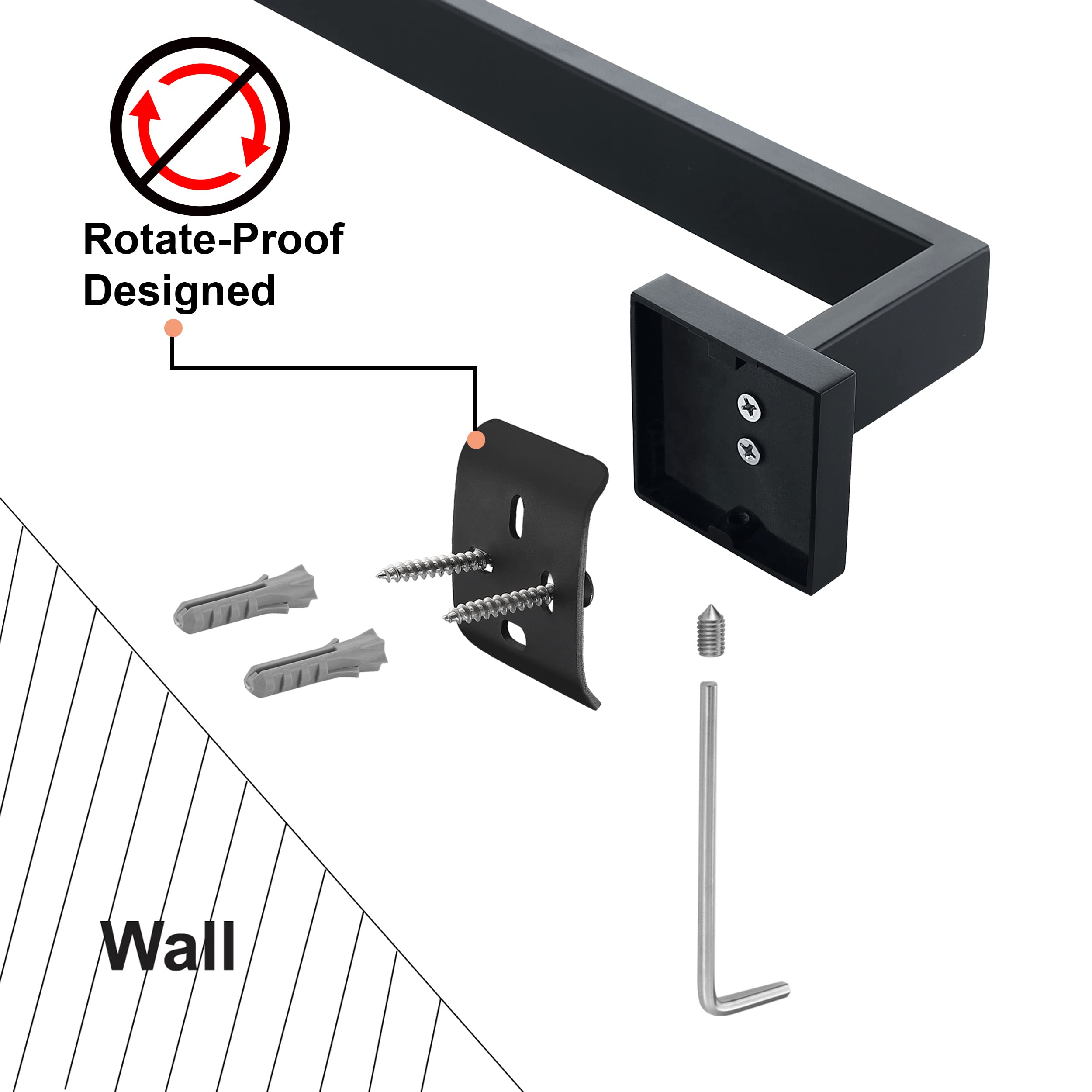 Nolimas Mate Negro toallero baño toallero de Barra Individual Barras Classic montado en la Pared de Acero Inoxidable baño toallero de Barra para Toalla de Cocina Estante de Capa única