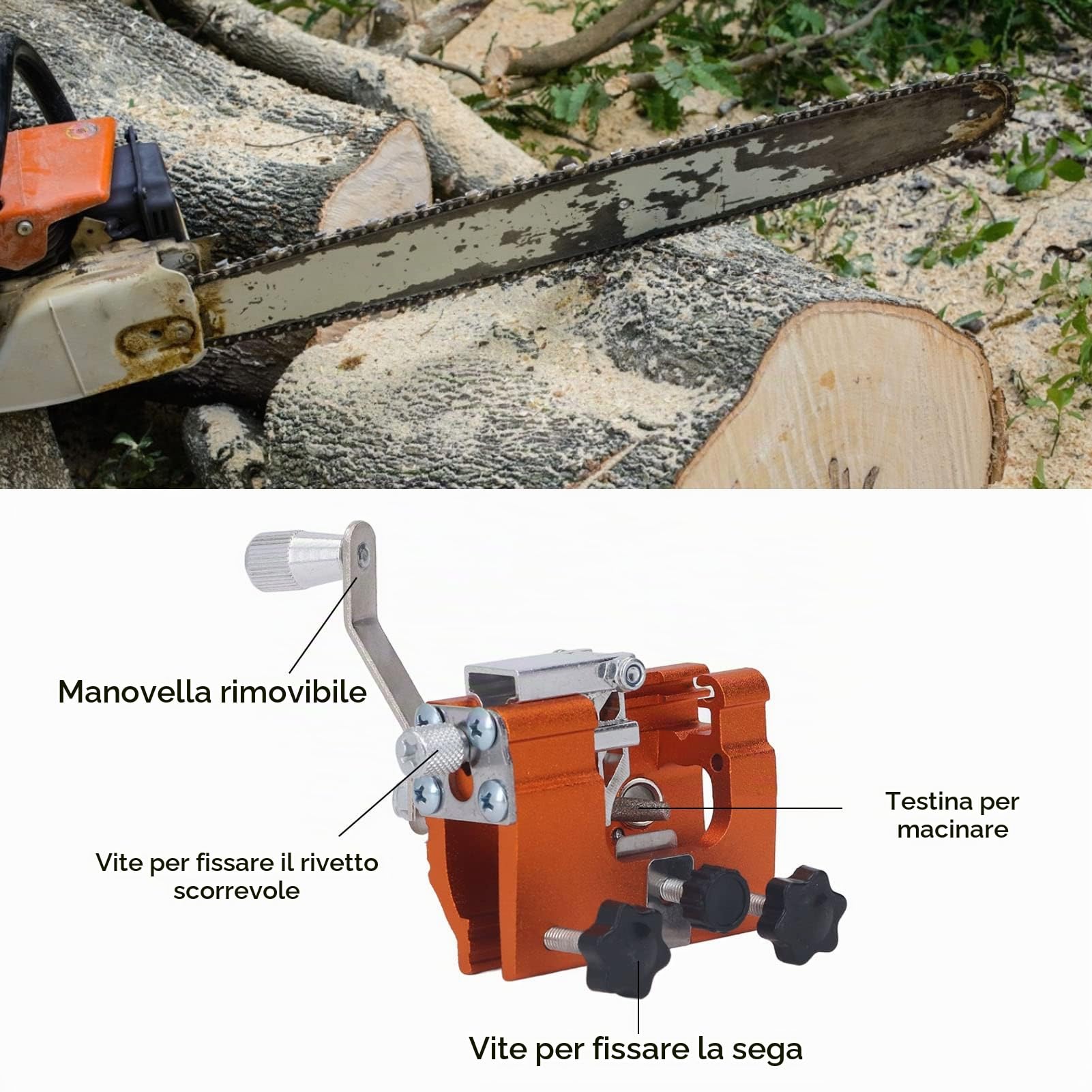 CHICIRIS Affilacatene Portatile per Motosega Kit di Affilatura Preciso Accurato per Catena di Segatura Professionale