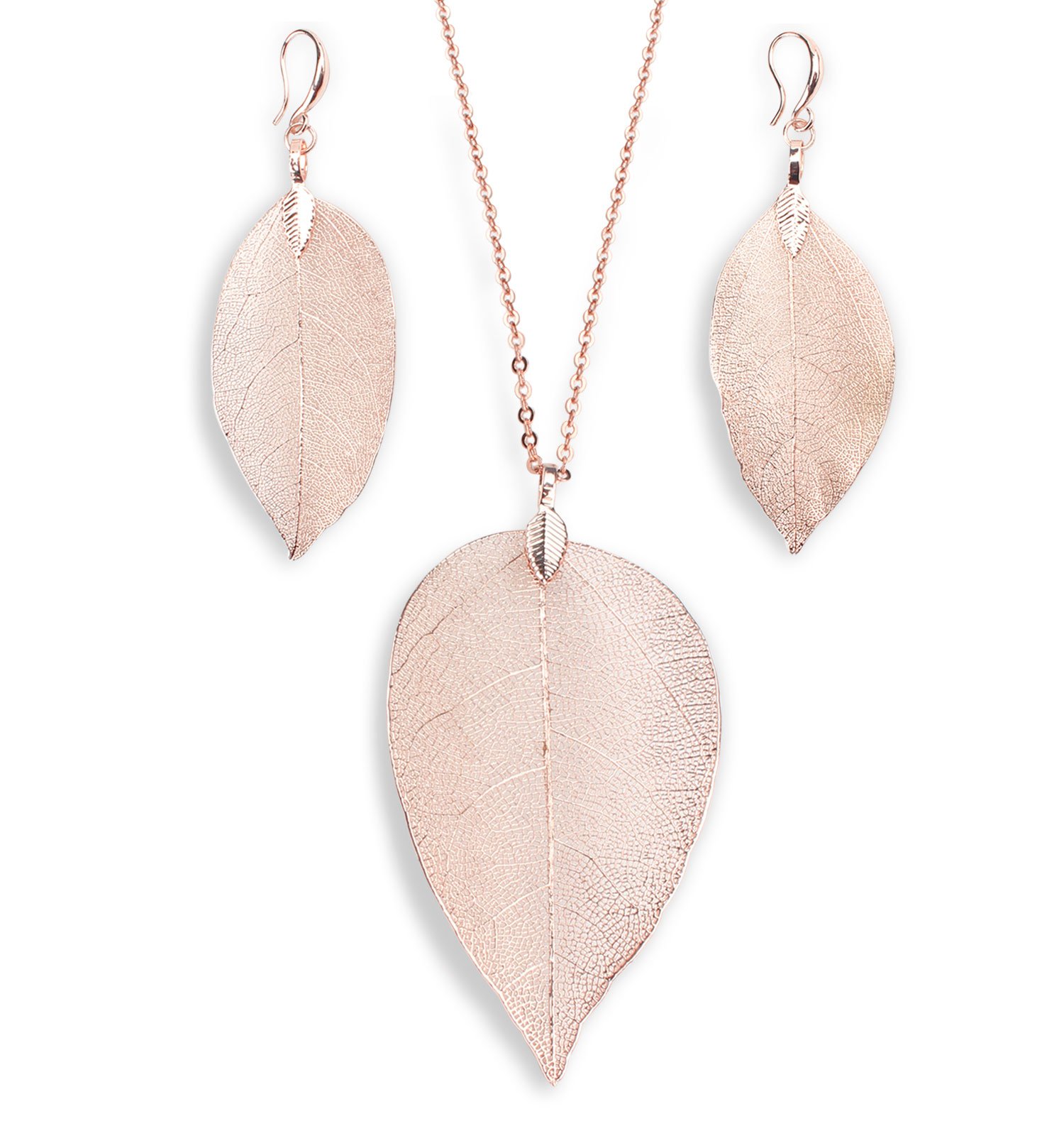 BOUTIQUELOVINFiligree Long Leaf Pendant Dangle Necklace and Earring Jewelry Set Fashion for Women