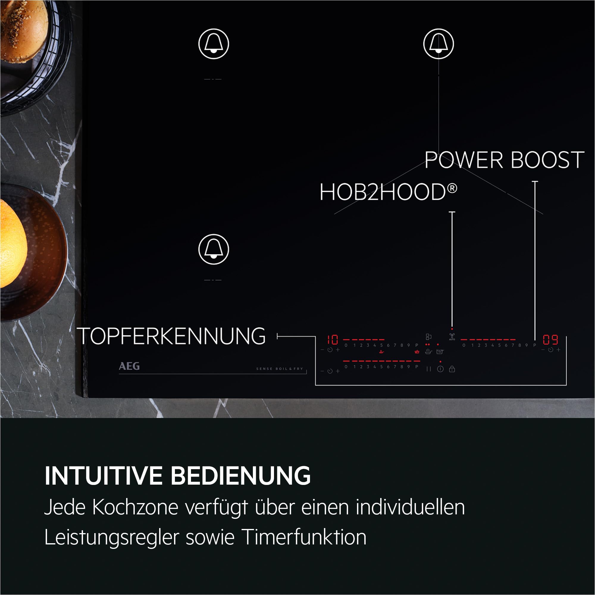 AEG Płyta indukcyjna 60 cm – Made in Germany – 4 elastyczne strefy grzewcze z odporną na zarysowania powierzchnią szafirowo-matową – SenseBoil zapobiega wykipiowaniu – mostek do kombinacji 2 stref –