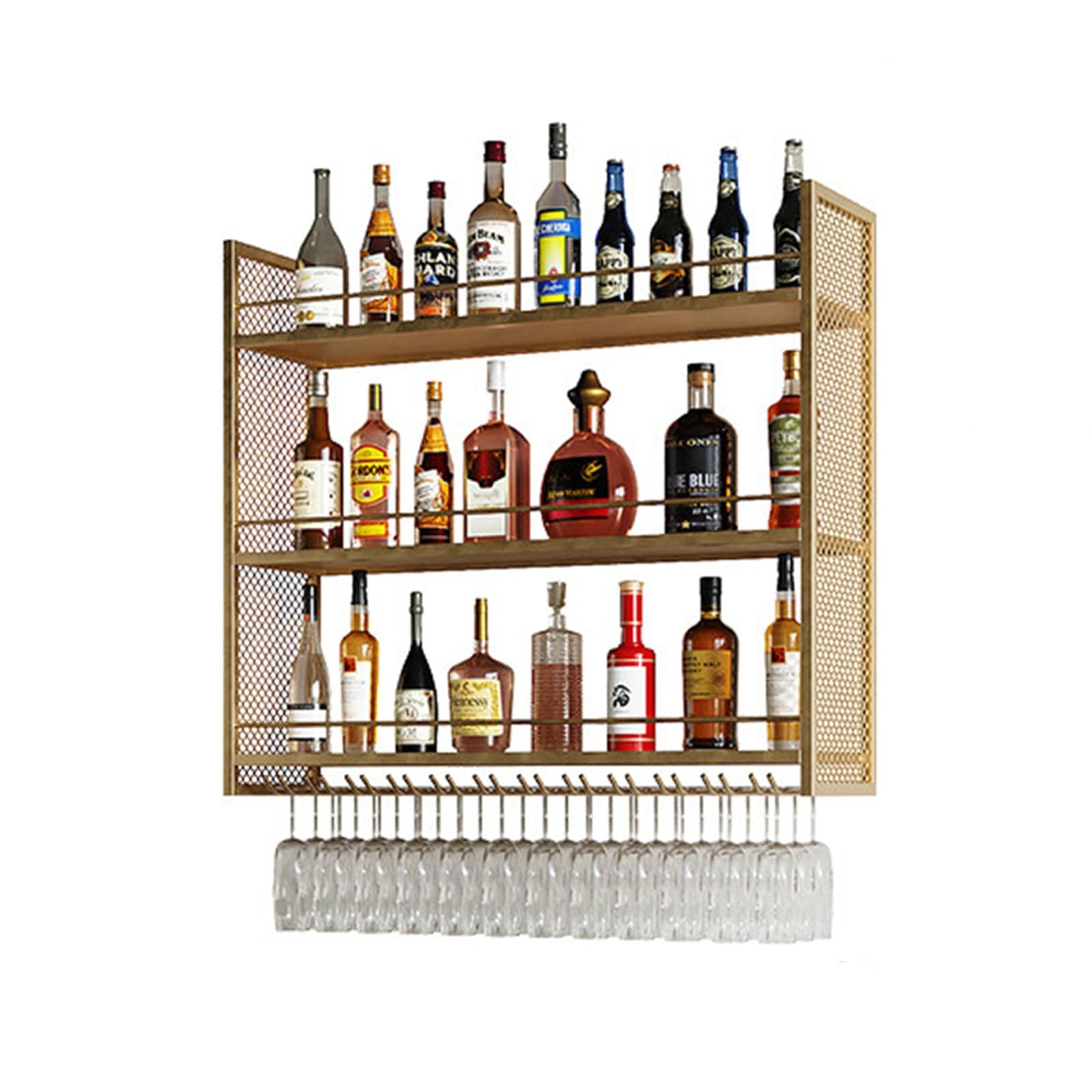 YXLLGS Wall Mounted Wine Rack, 3-Tier Liquor Bottle Display Shelf