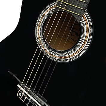 Fourtune Luca CW-200BK Kesik Kasa Siyah Klasik Gitar Seti 4/4 Sap Ayarlı (Cutaway)
