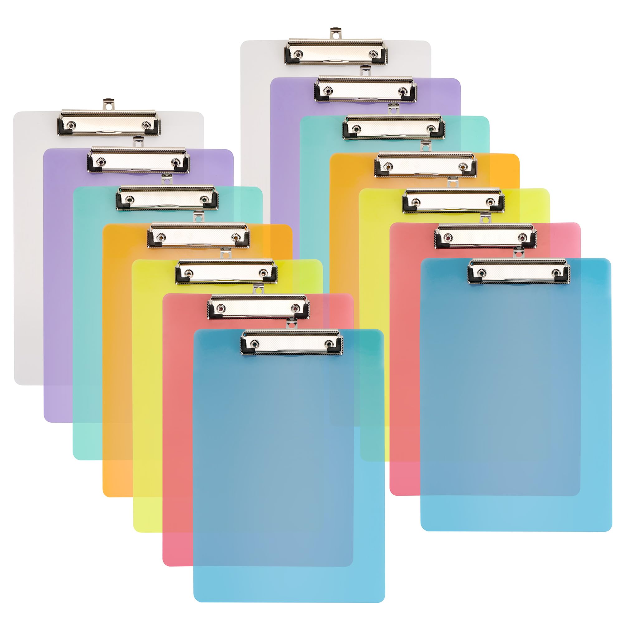 Axincardarm 14 Pcs A4 Clipboard 7 Coloured Plastic Clip Boards with Hanging Hole, 32.5 x 22.5cm Multicolour Plastic Clipboard for Memo Note Document
