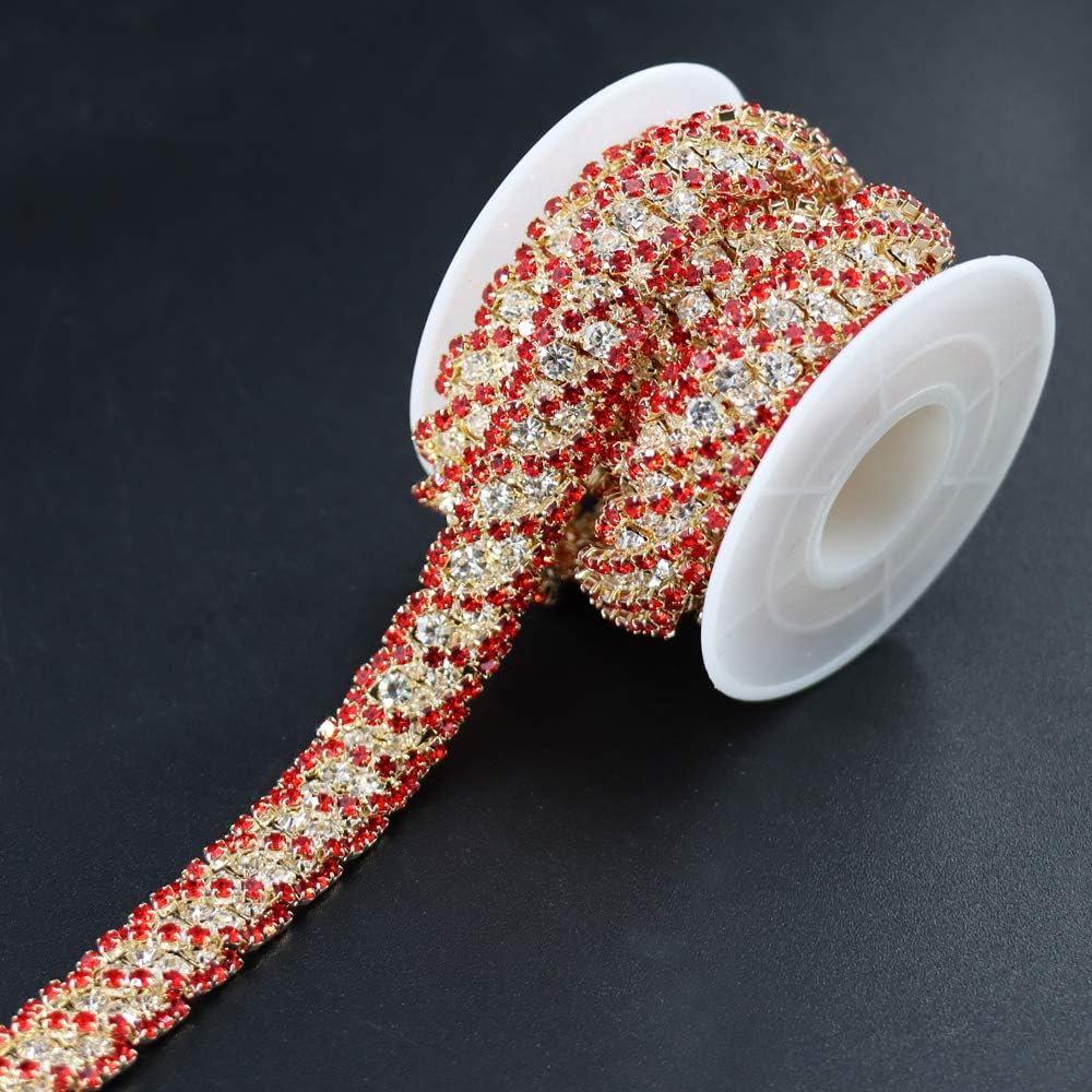 Jerler 1 Yard Crystal Rhinestone Trim Close Chain Applique for Sewing Crafts Ideal Wedding Party Chothing DIY Decoration