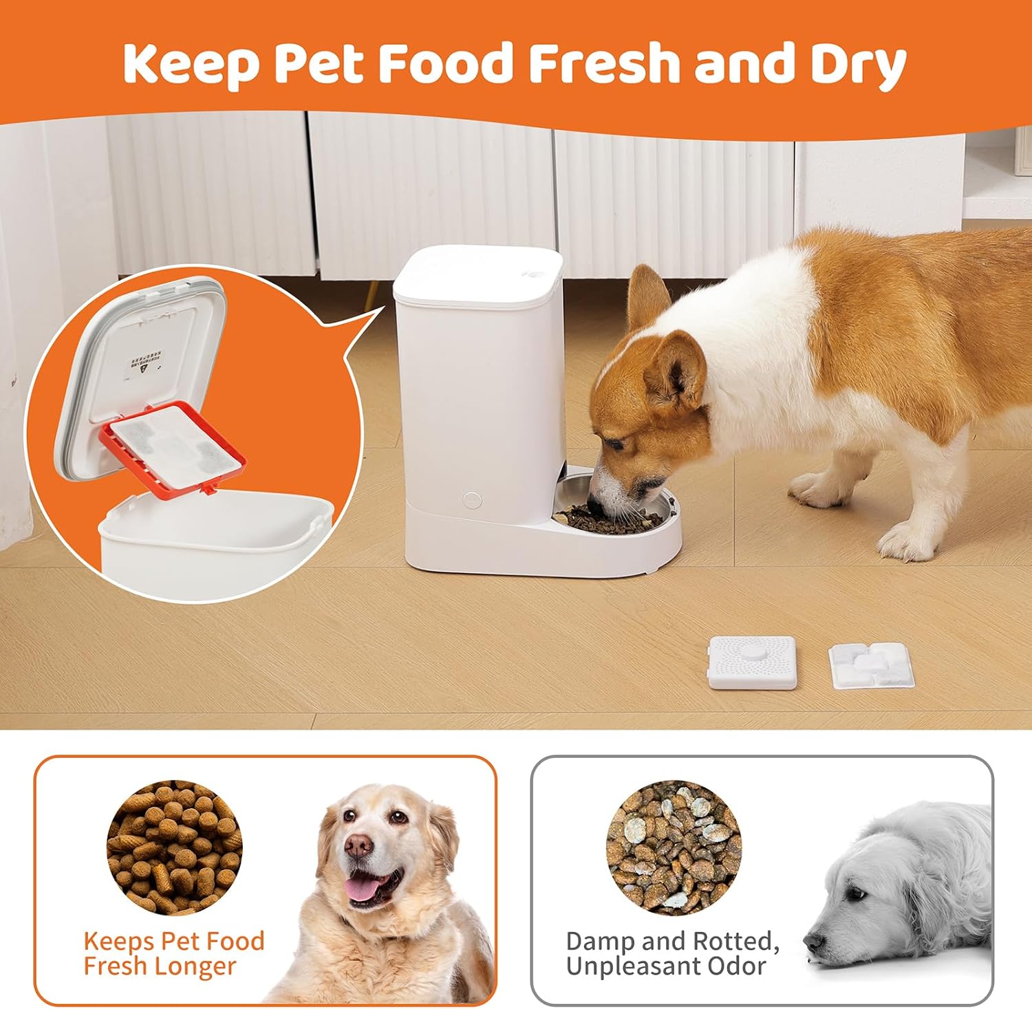 8-Pack Pet Food Desiccant Bag, Compatible with Petlibro Automatic Feeders,Upgrade Pet libro Desiccant Packets Keep Cat Food & Dog Food Dry and Fresh,with 8 desiccant case for storage image 4