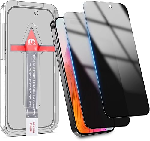 MYBAT PRO Paquete de 2 protectores de pantalla de privacidad de alta calidad para iPhone 15 Plus, 6.7 pulgadas con kit de alineación automática,