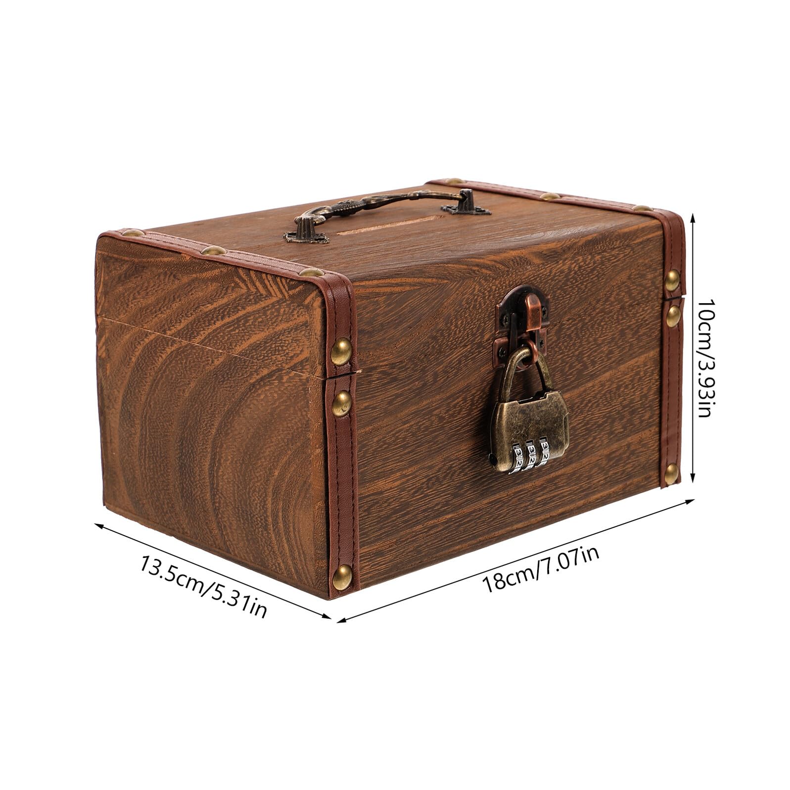 Retro Holzbox mit Schloss, Antike Aufbewahrungsbox für Haushalt
