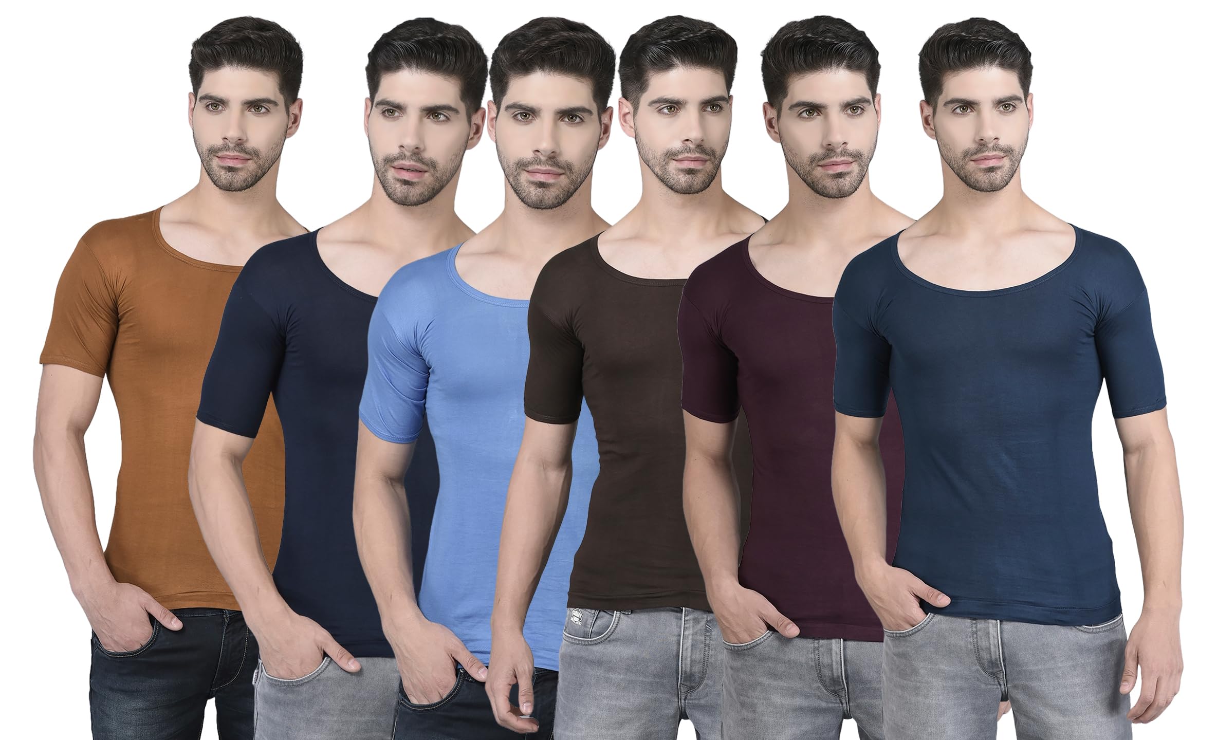 Dollar Lehar Men Combed Cotton Round Neck with Sleeve Vest -Colour May Vary-picture-25