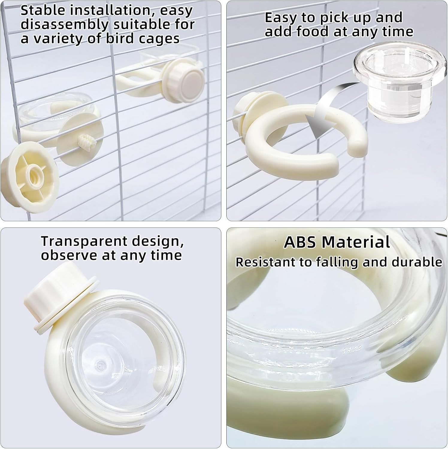 Bird Water Dispenser Bird Cage Feeder Accessories for Parakeet(3Pcs) image 5