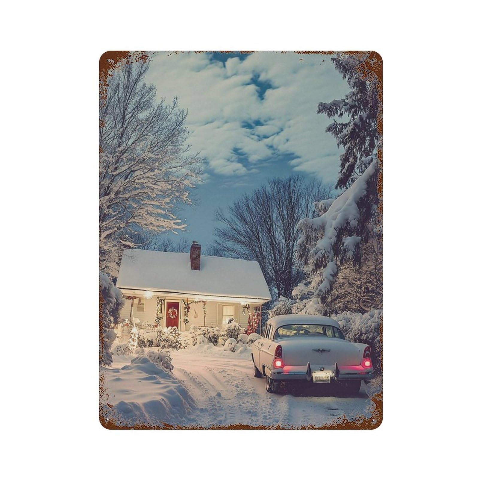 xiaoxiaoshen Winter Wall Art, Photography Prints Wall Decor Art Metal Tin Poster Modern Home Decor Art Home Bar Shop Decorations Vintage Sign 40x30cm