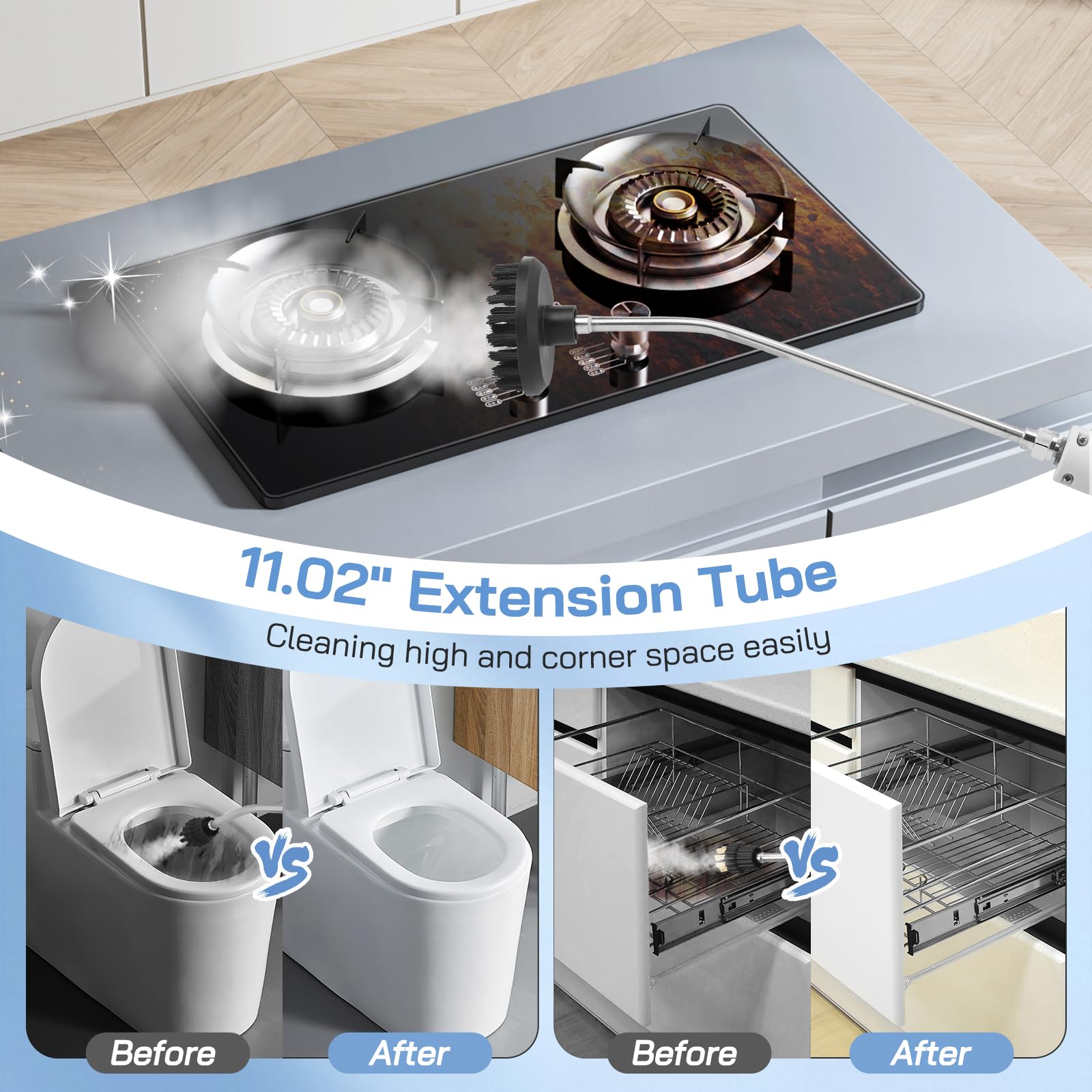 Nettoyer à Vapeur, 2500W Nettoyeur Vapeur Professionnel avec 6 Têtes 1200ML Réservoir d'eau de Grande Capacité, Nettoyage Vapeur pour le Nettoyage, Canapés, Carrelage, Voitures