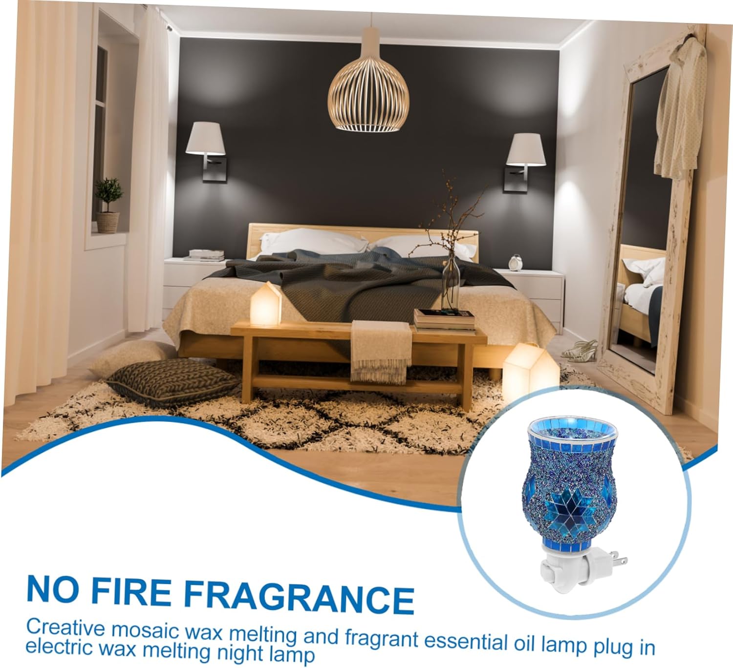 1pc Mosaic Candle Holder Mosaic Wax Melts Warmer Scented Oil Diffusers for Home Incense Burner Cup Plug in Wax Melter Elegant Essential Oil Electric Aroma Diffuser Glass