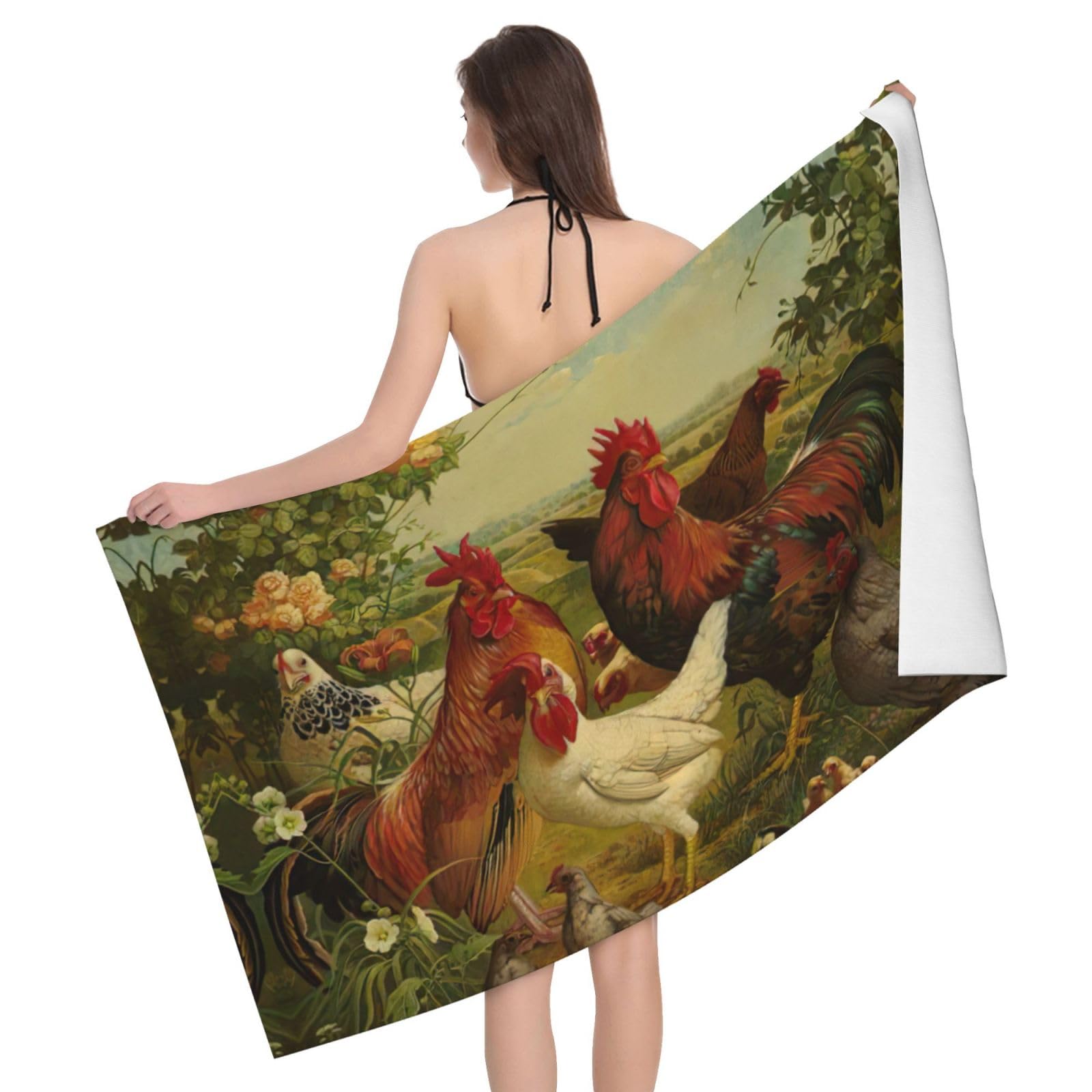 Serviette de bain microfibre pour douche imprimé campagne
