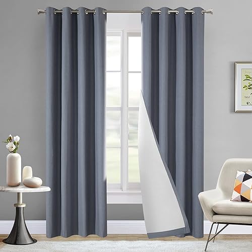 Miniatura 6 de LOYOLADY Cortinas opacas blancas puras de 84 pulgadas de largo, juego de 2 paneles de cortinas con aislamiento térmico para sala de estar, cortinas