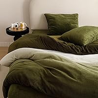 Vista 186 de Luxlovery - Juego de edredón azul neblina, tamaño matrimonial, minimalista, azul polvoriento, edredones de algodón suaves y transpirables, azul