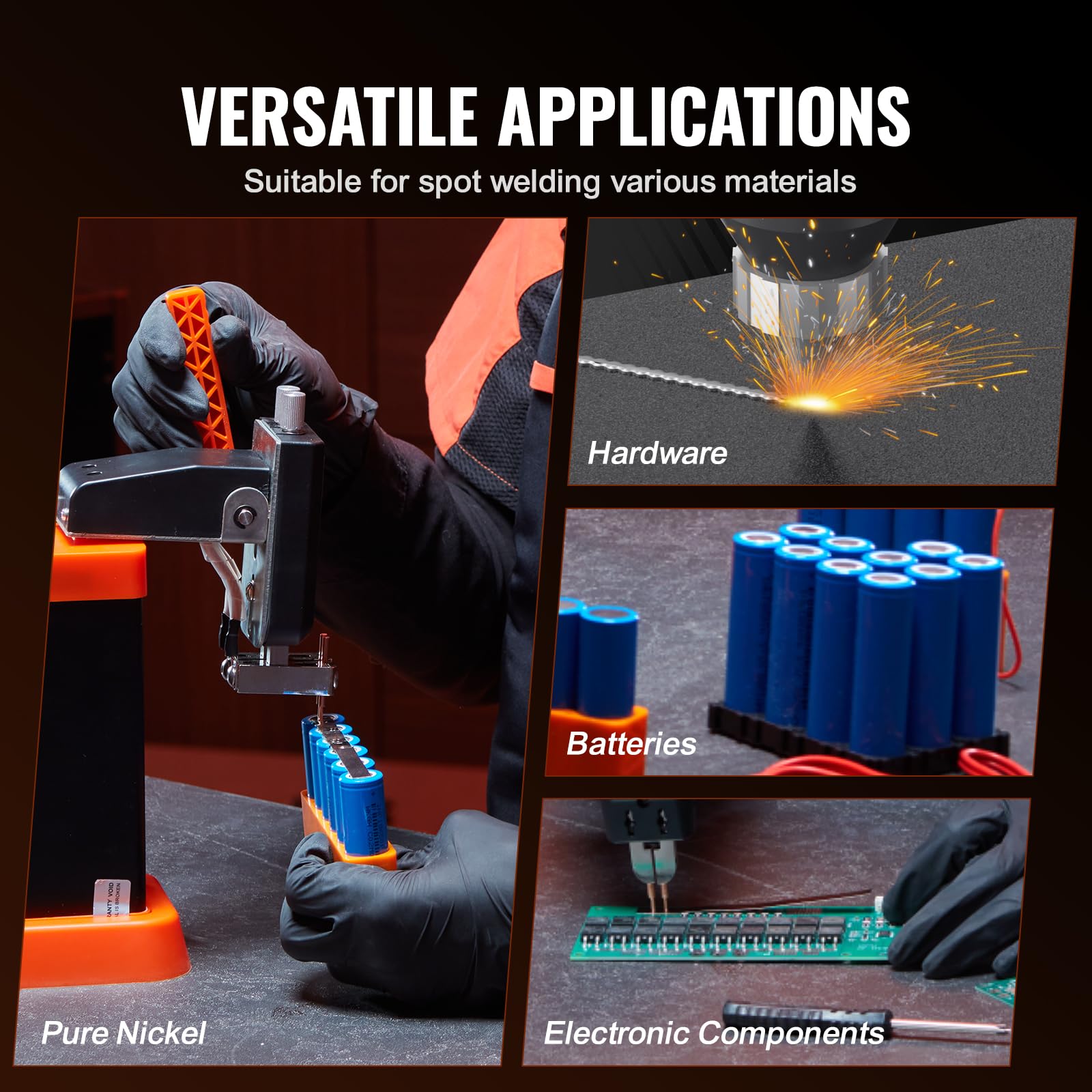 VEVOR Soudeuse par points pour batterie 801D, condensateur 14,5 kW, soudeur à impulsion stockage d'énergie, stylo de soudage 73B 2 modes, nickel pur 0,1-0,3 mm