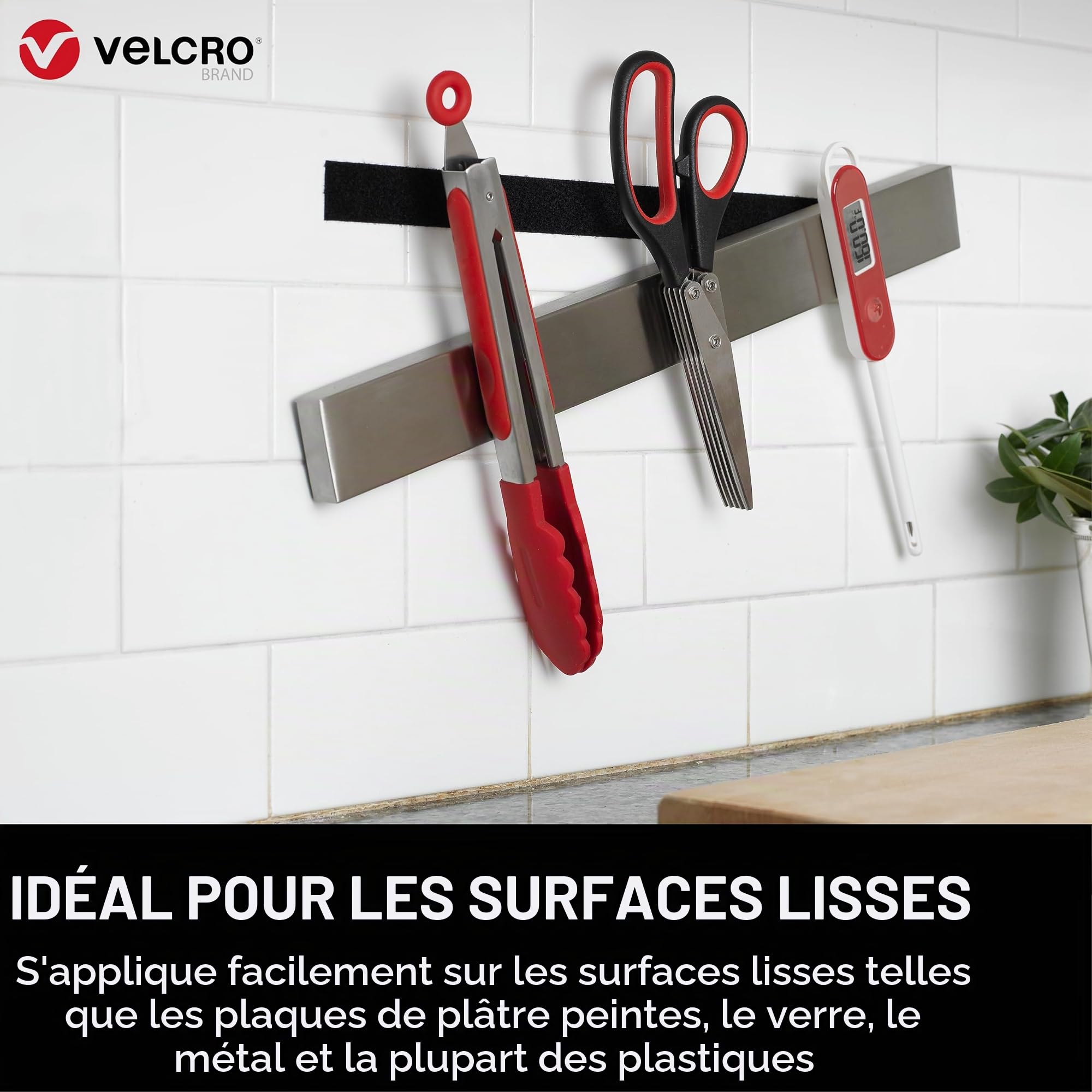 VELCRO Brand Ruban auto-agrippant extra-fin et discret, Noir 50mm x 5m | Ruban VELCRO adhésif extra-fin, haute résistance et découpable, pour des fixations affleurantes