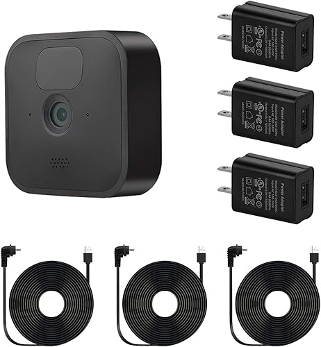 Paquete de 3 adaptadores de corriente resistentes a la intemperie para Blink Outdoor y Blink XT / XT2, con cable de carga de 30 pies de largo y
