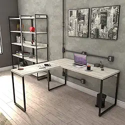 Escrivaninha Industrial em L 2 Peças Trevalla Kuadra ML150 Snow