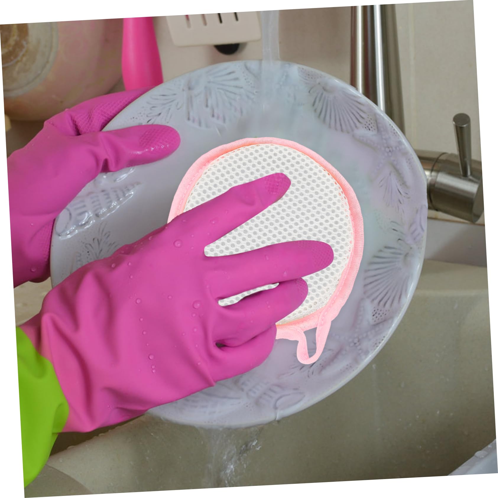 MAGICLULU Spugna per Piatti Doppia Faccia 2 Pezzi Spugne Pulizia Cucina in Materiale Spugna, Alta Efficacia per Pentole e Stoviglie, per Pulizia Quotidiana