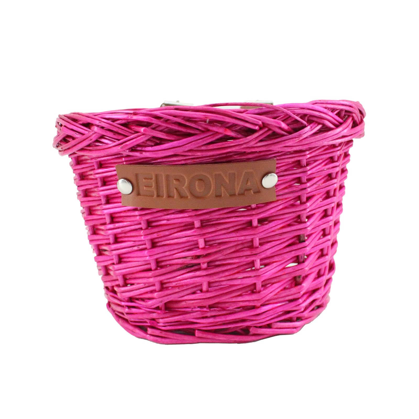 EIRONA Bicycle Wicker Basket for Kids Bike, Scooter, Tricycle, Stroller, Girl Rattan Basket, Kids Bike Accessories, Pink — image 1