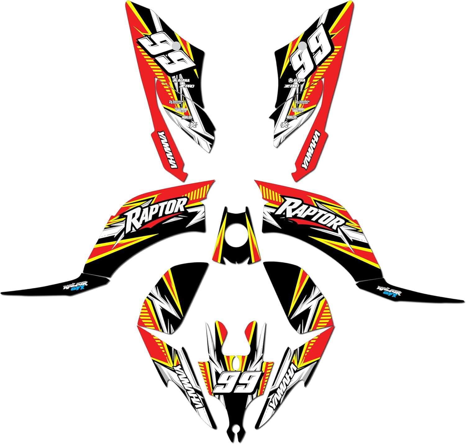 Graphics Kit for Yamaha Rap-Tor 250 (All Years) Shred Series Blue-Shift 16 Mil-ATV UTV Dirt Bike Stickers,Quad Dirtbike Racing Decal Automotive Motocross Accessories no Plastics