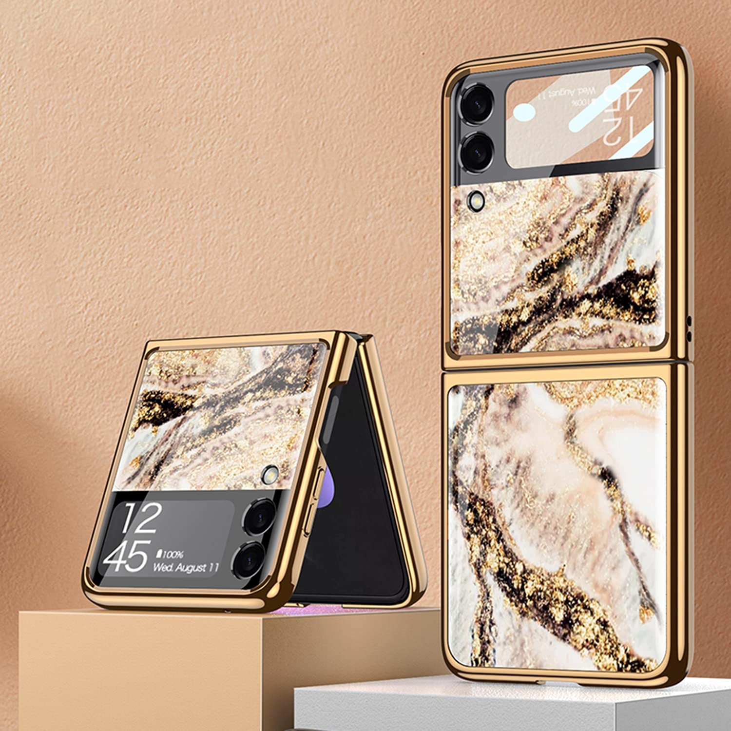 Coque Galaxy Z Flip 3 5G anti-rayures coque en verre 9H robuste - 7