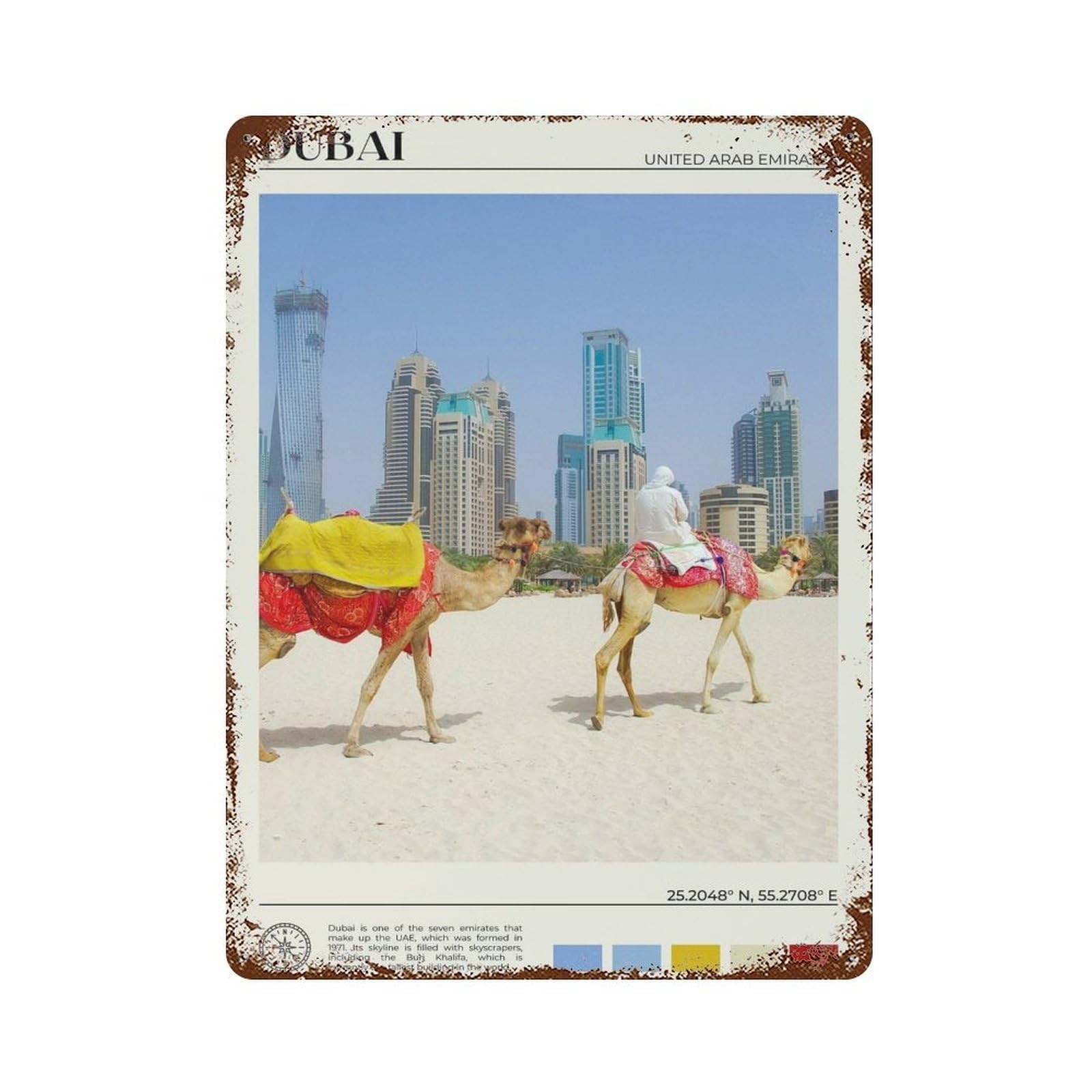 xiaoxiaoshen Real Photo Dubai Decor United Arab Emirates Wall Decor Art Metal Tin Poster Modern Home Decor Art Home Bar Shop Decorations Vintage Sign 40x30cm