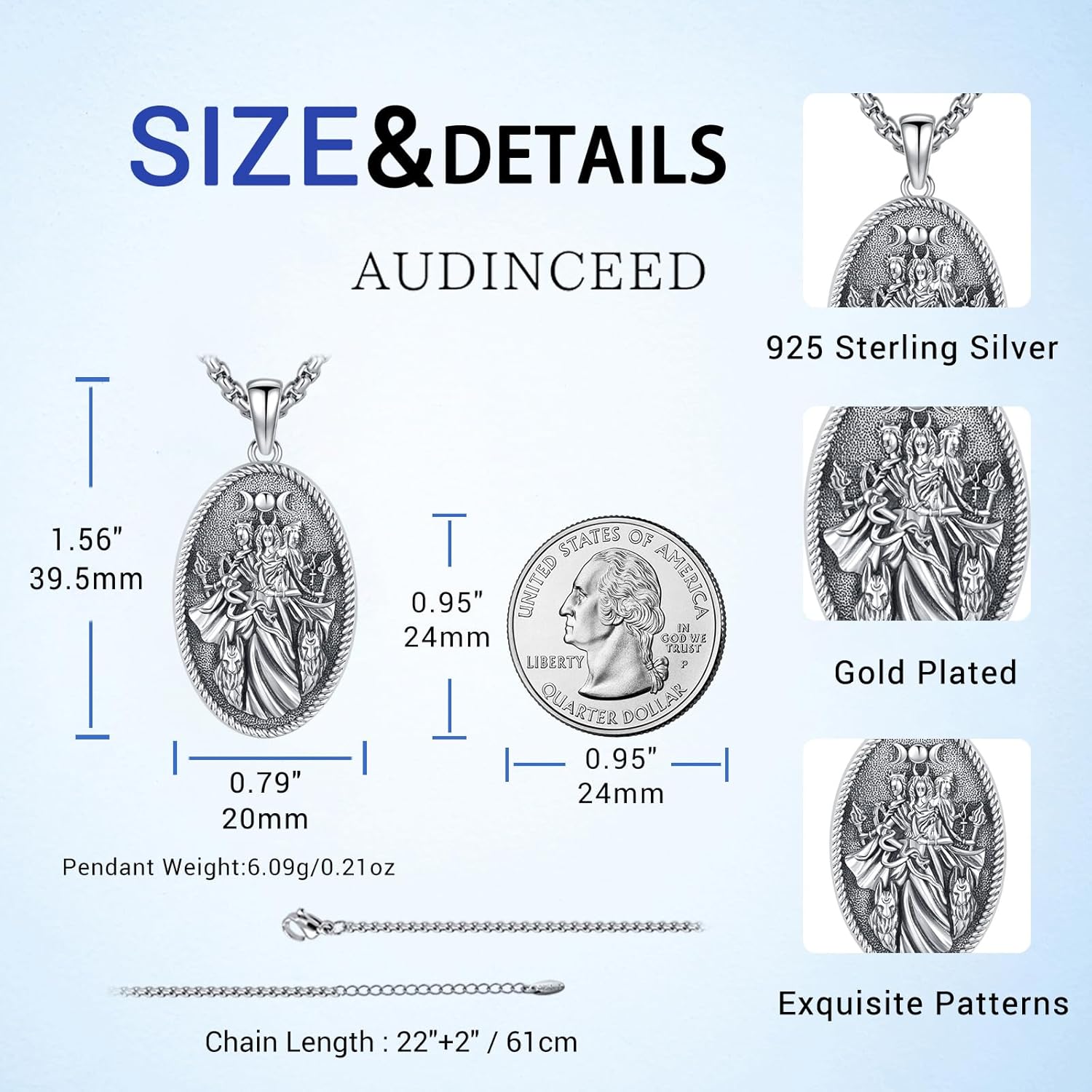 Hecate Necklace 925 Sterling Silver Goddess of Witches of Magic Hekate Pendant Necklace Ancient Greek Mythology Night of Hekate Moon Amulet Jewelry for Women Men - Image 2