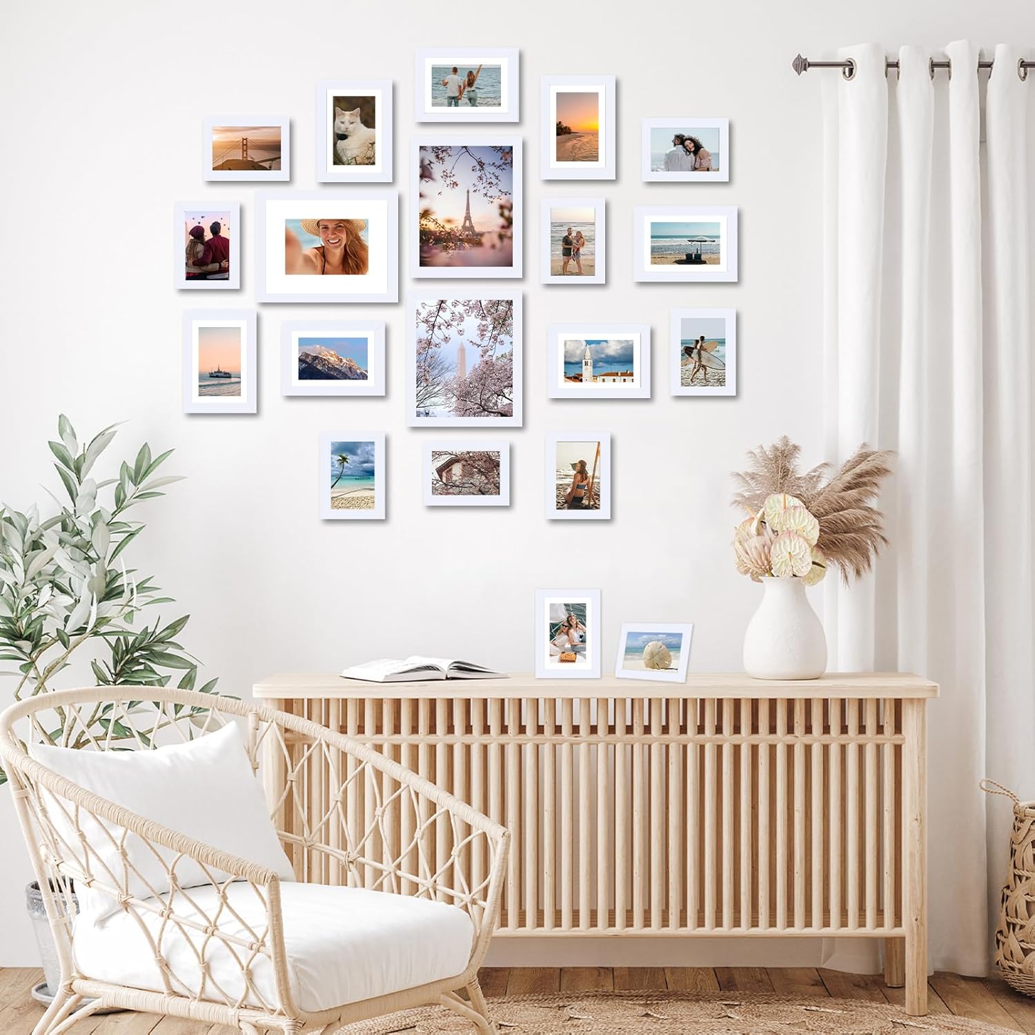 20 Packs Picture Frames Collage Wall Decor for Wall Hanging or Tabletop Display, Gallery Wall Frame Set for Family, Multi Sizes Photo Frames Collage Including 3Pcs 8x10, 8Pcs 5x7, 9Pcs 4x6, White