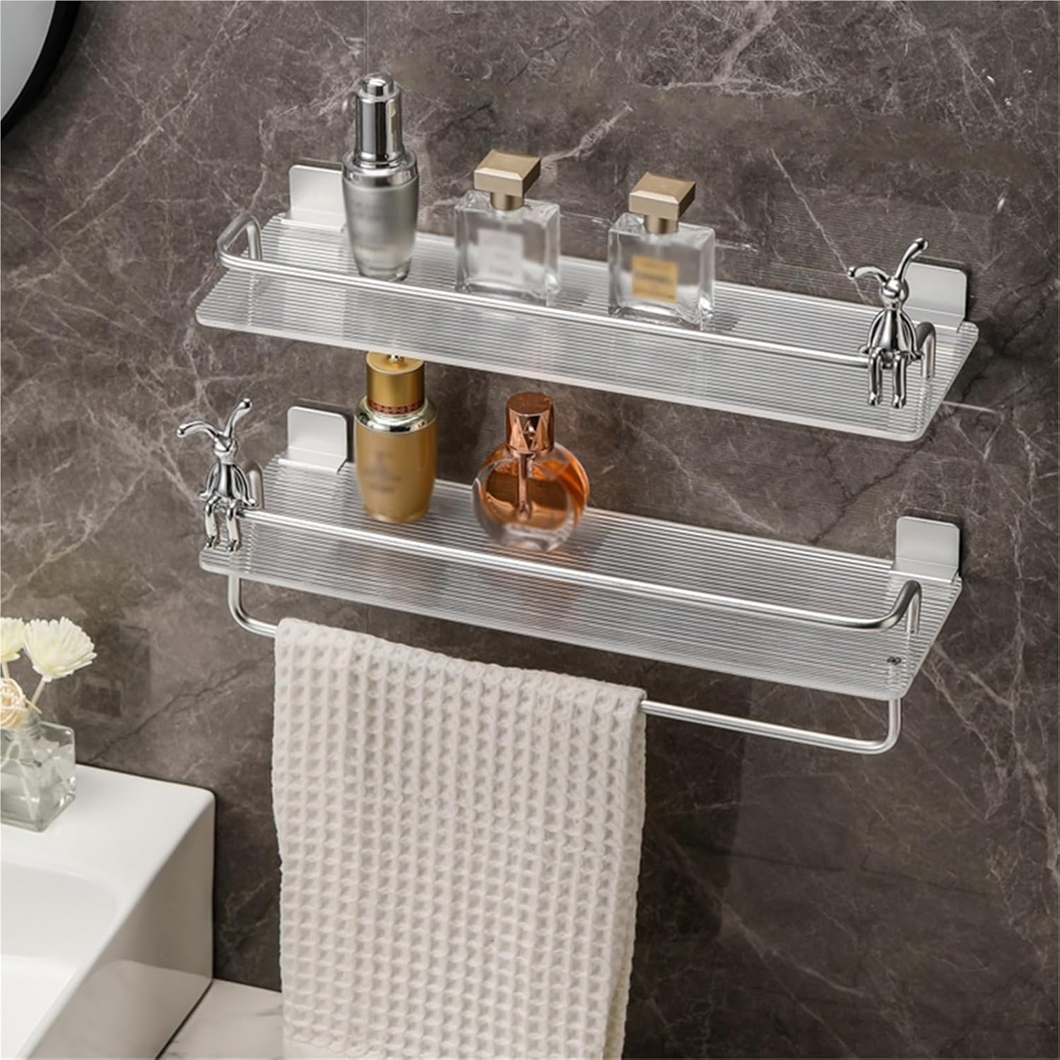 Acrylic Storage Rack Towel Rack Bathroom Shelf Shower Caddy Shelf Organizer