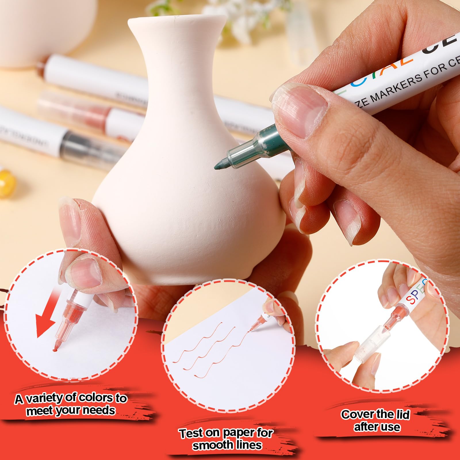 Amazon.com: Marspark 6 Pcs Underglaze Colored Pen for Pottery