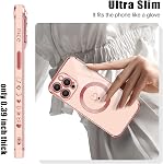 Newseego Magnetic Case for iPhone 14 Pro Max, Girls Women Cute Love Heart Pattern Plating Edge Soft TPU Shockproof Protective Bumper Case Cover for iPhone 14 Pro Max-Pink