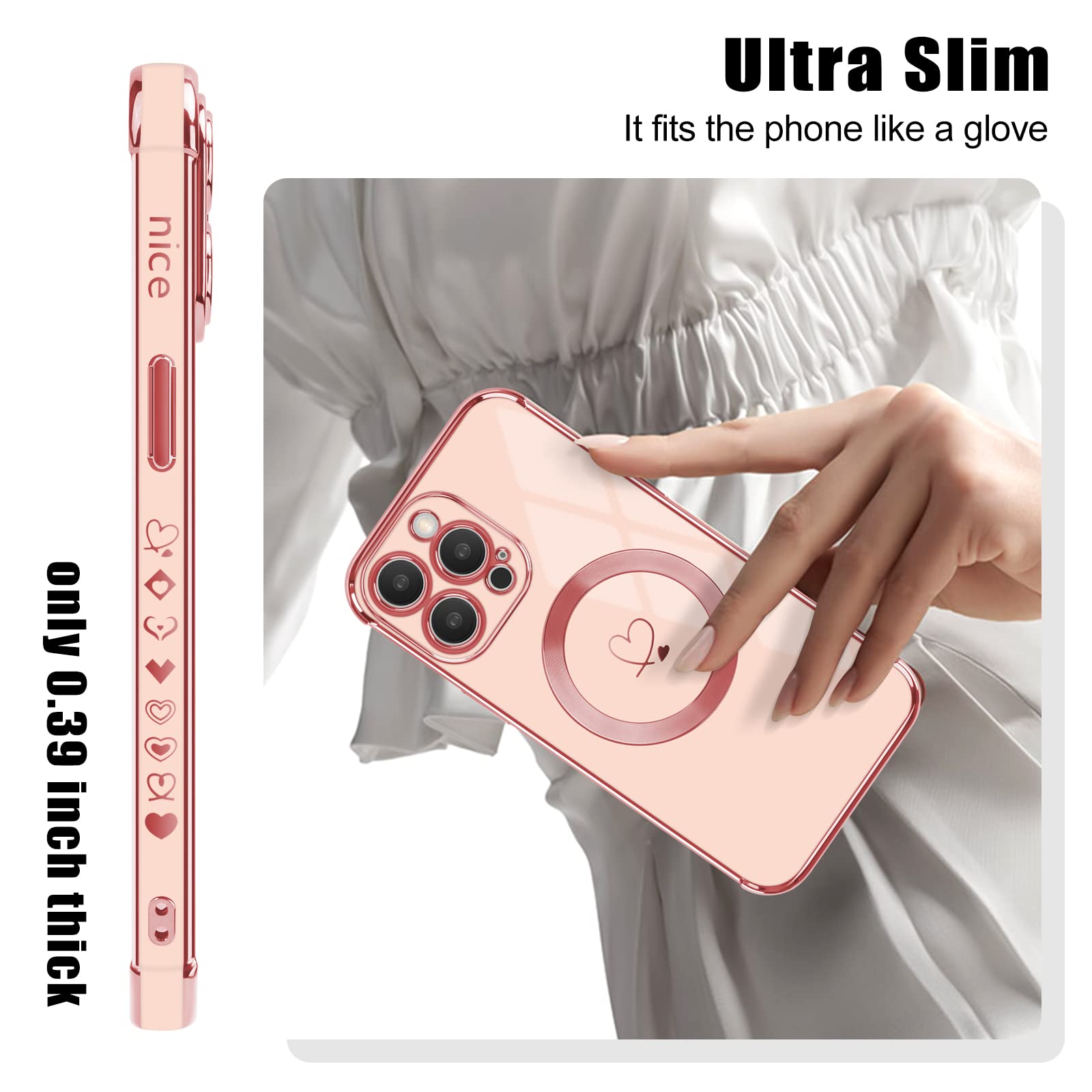 Newseego Cover Magnetica Trasparente per iPhone 17 Pro Max [Compatibile con MagSafe] Design Scintillante per Ragazze e Donne Diamante Morbido Sottile TPU Custodia Antiurto per iPhone 17 Pro Max-Blu