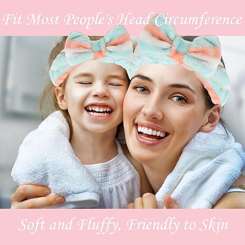 Miniatura 4 de Diadema de spa, diadema de maquillaje con lazo para lavar la cara, alta elasticidad, lazo de forro polar coral, diademas para el cuidado de la piel