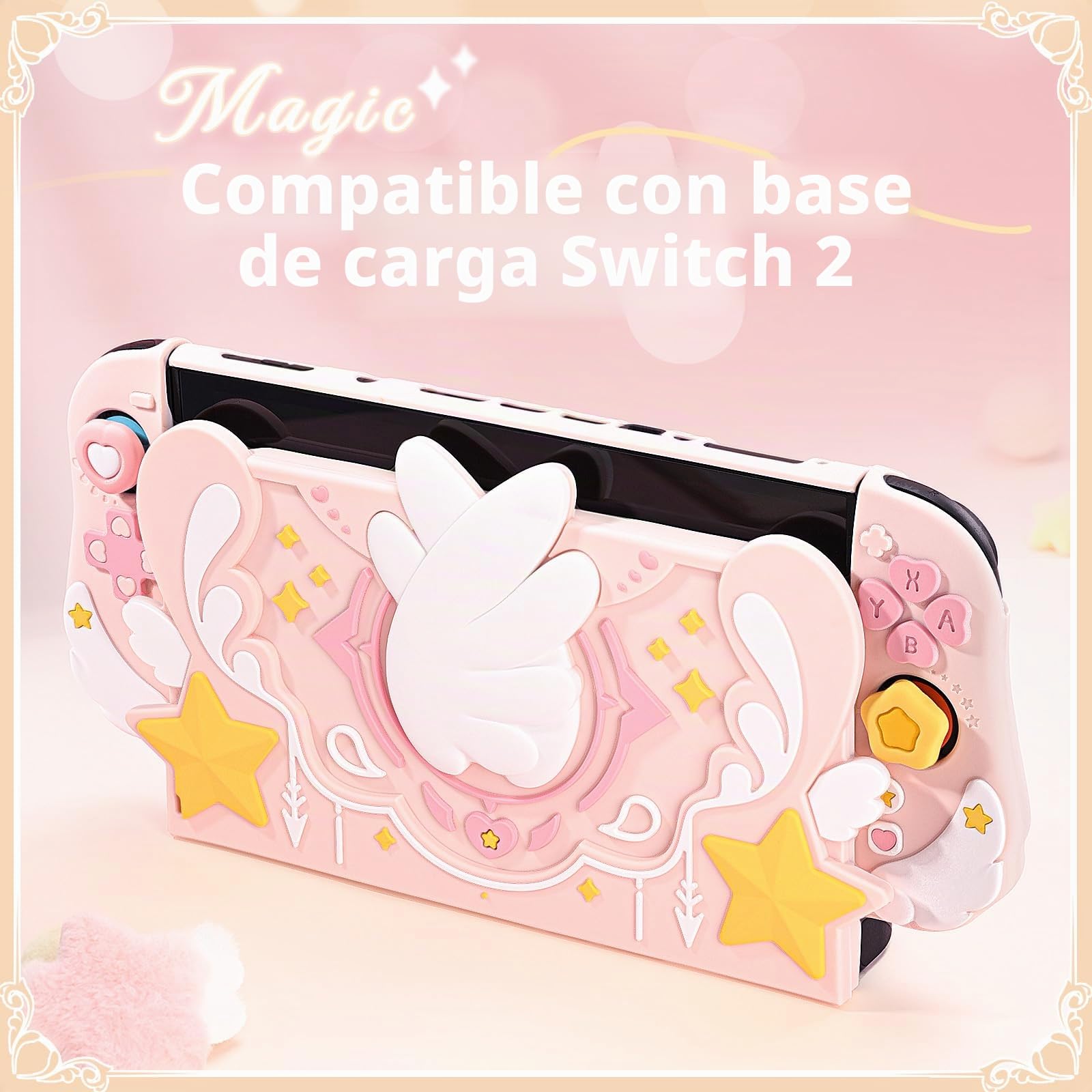 GeekShare Cubierta de silicona suave compatible con la base de carga Switch 2, carcasa antiarañazos para Switch 2 Dock, serie Star Wings