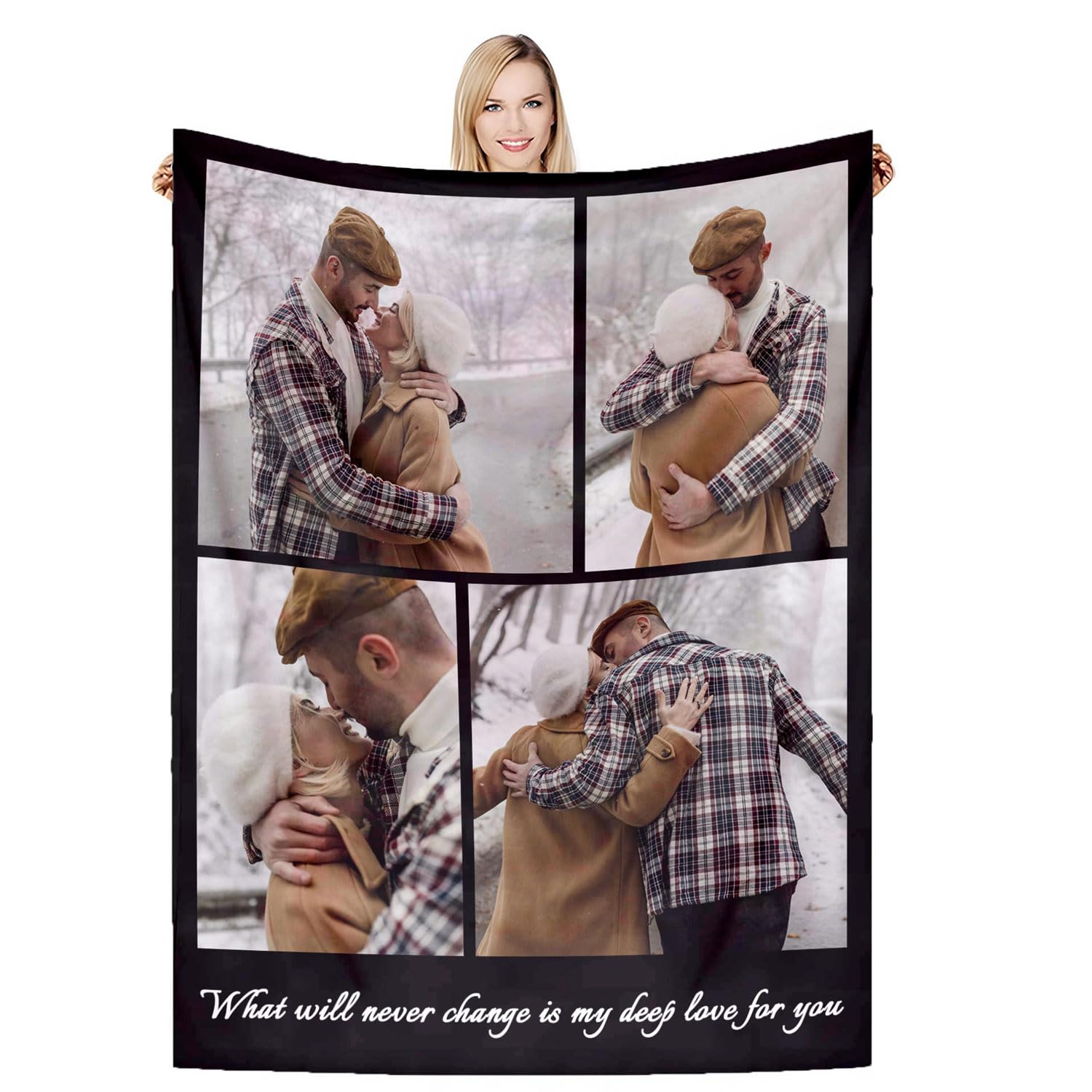 DSSHENGDS Custom Photo Blanket, Personalised Blanket, Gifts for Boyfriend, Girlfriend，Personalised Dad Gifts Idea for Dad from Daughter Son Kids, Best Dad Gifts-D-130 * 150CM — image 1