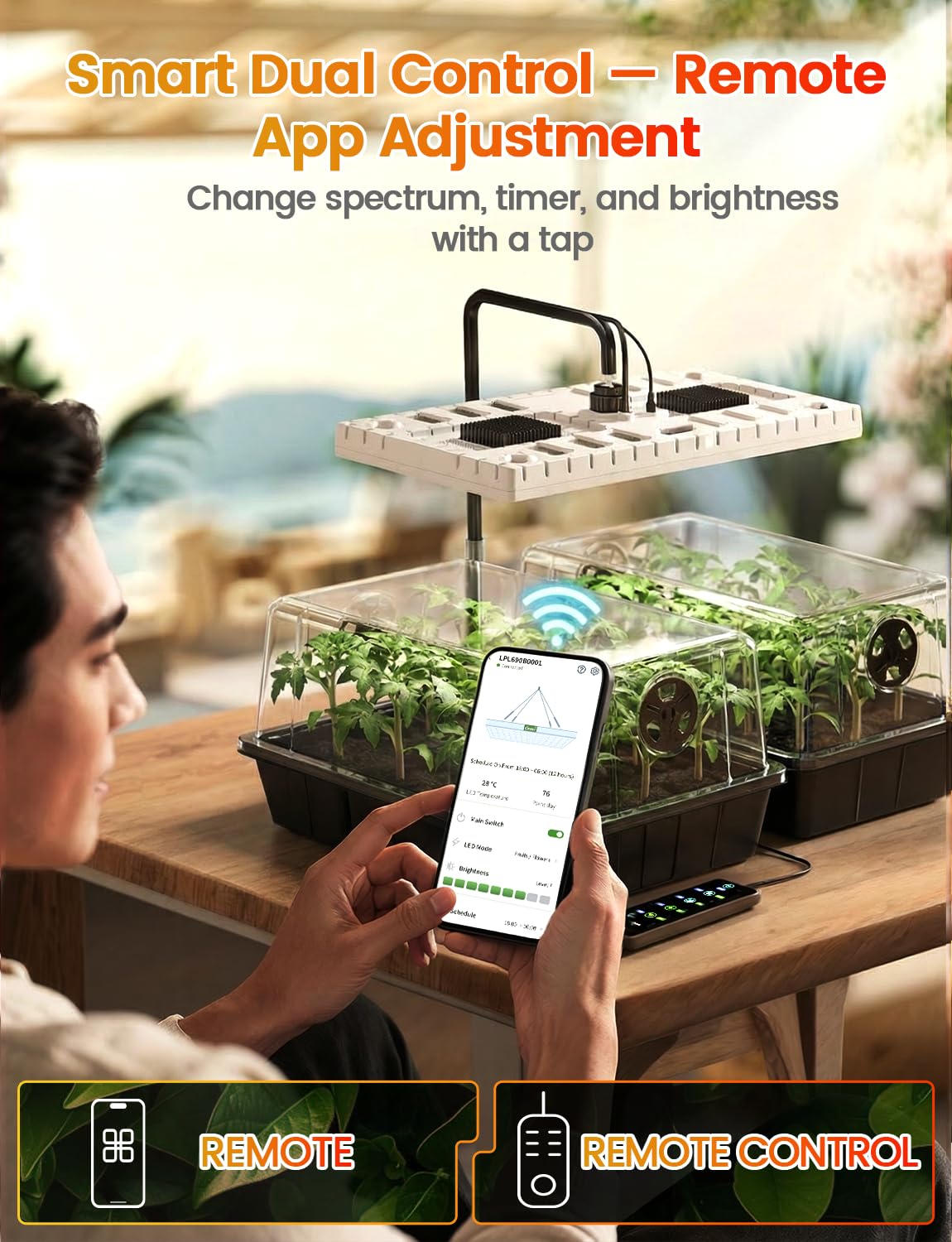 MetryGrow Bandeja de inicio de semillas de 80 celdas con luz de crecimiento de espectro completo de 48 W y alfombrilla de calefacción de 30 W, cúpula ajustable y soporte de luz, base impermeable, kit