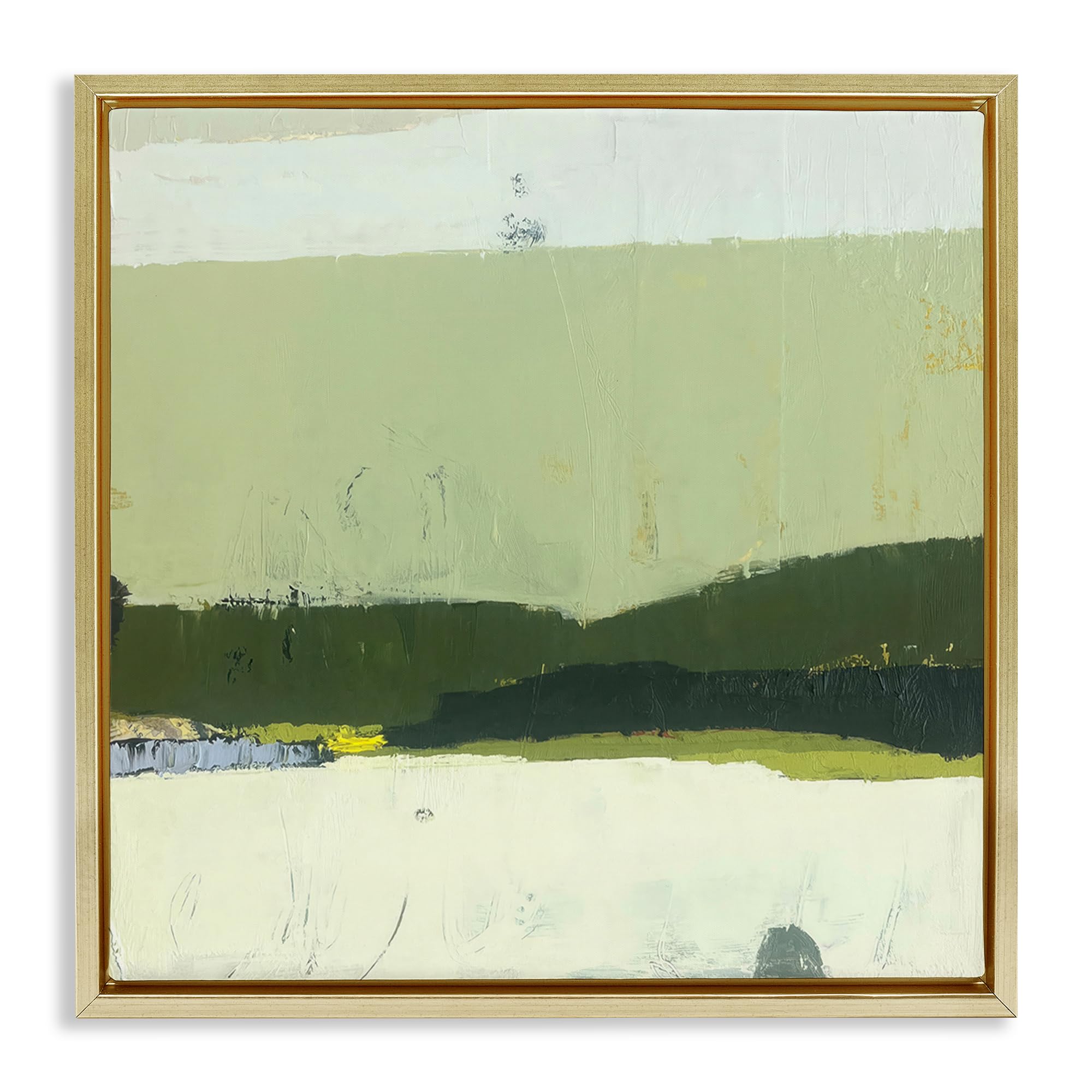 Stupell Industries Metallic Gold (Matte) Serene Layered Landscape Abstract, 17 X 17 Inch Canvas In Floater Frame