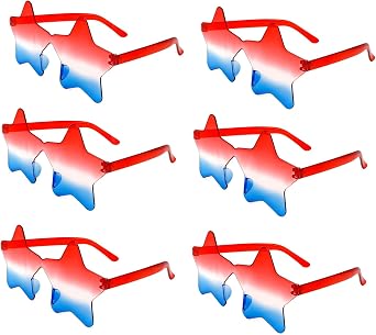 Star Shaped Sunglasses Star Sunglasses Bulk Red Blue White Star Glasses 4th of July Sunglass for Independence Day