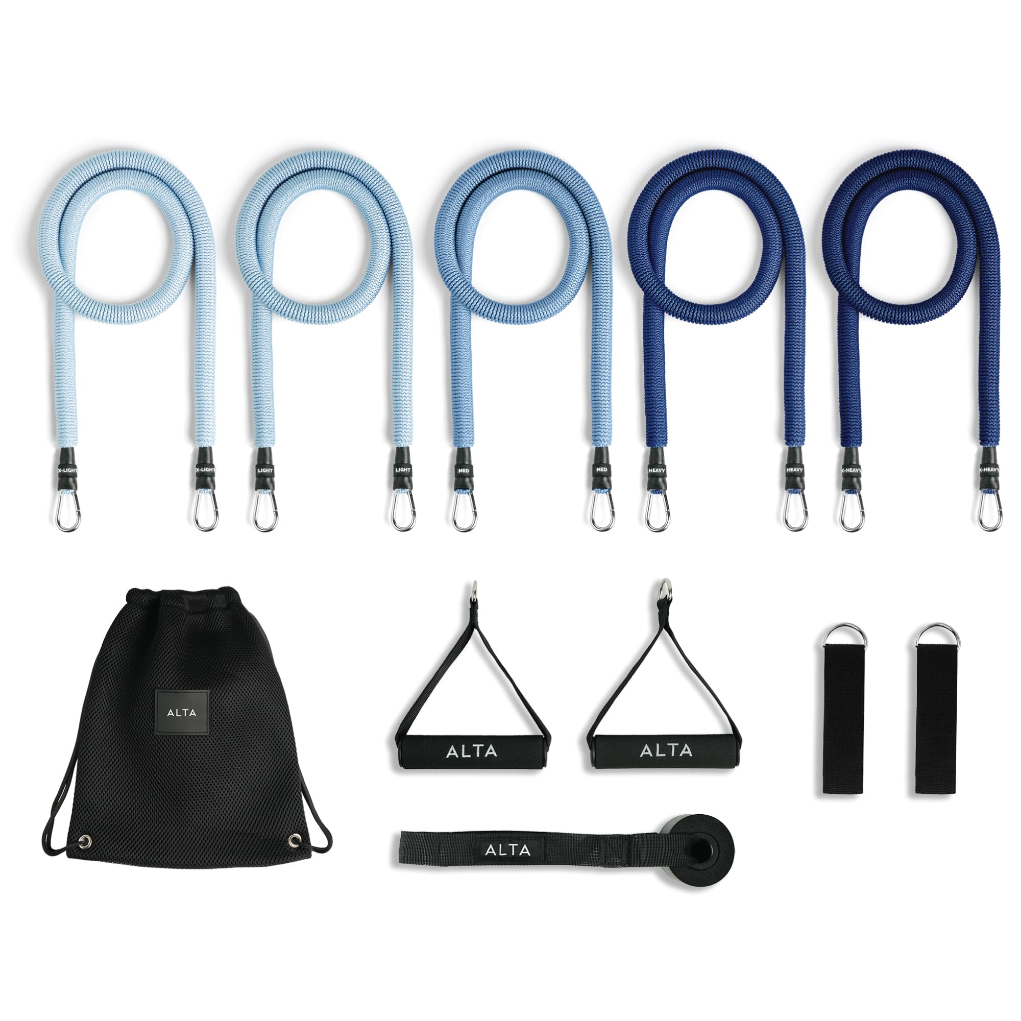 ALTA Resistance Tube Bands for Women - Full Kit Resistance Bands for Working Out with Handles, Ankle Straps, Door Anchor – Home Workout Bands for