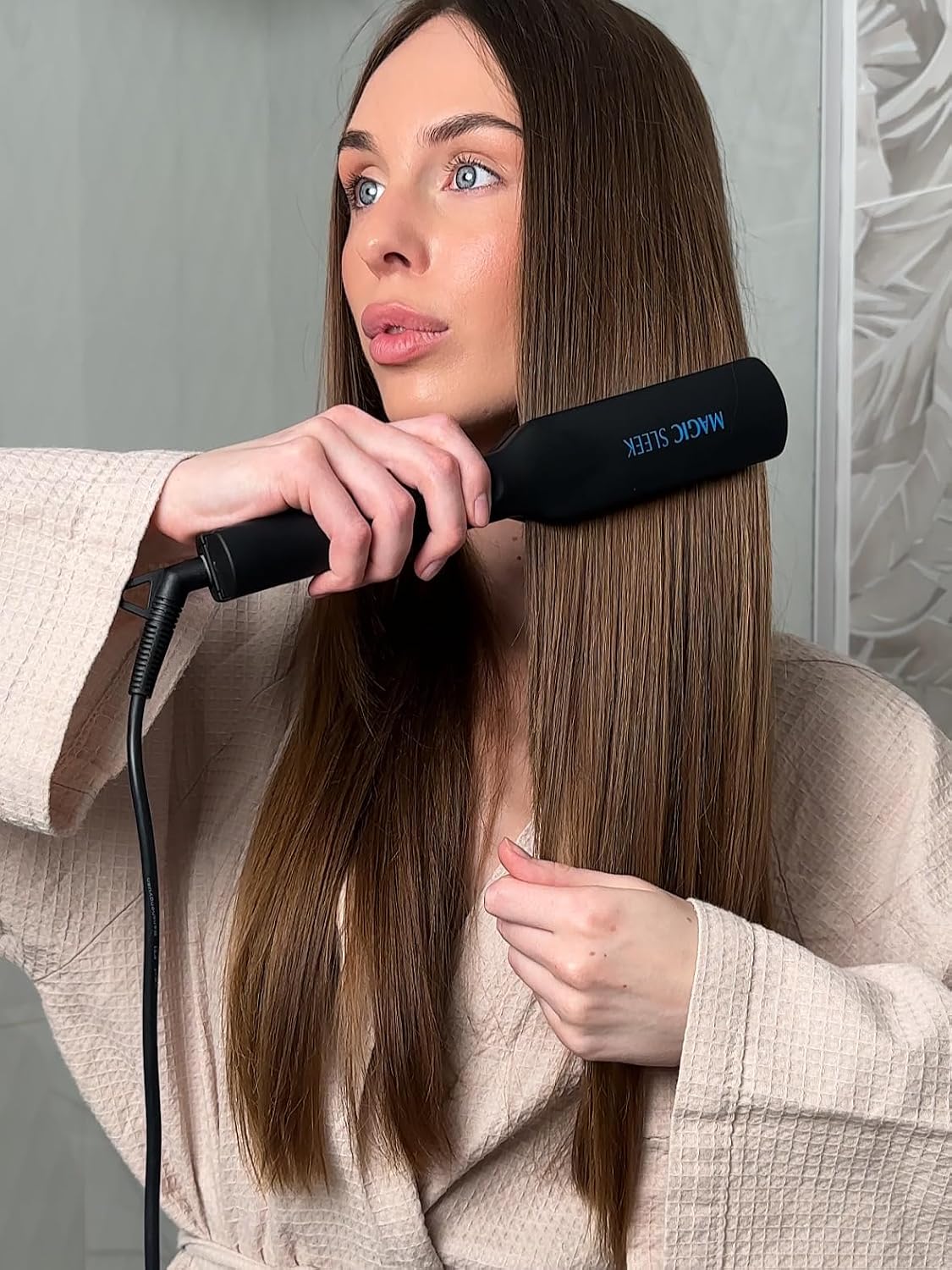 Magic Sleek Professional Titanium Flat Iron 1.75” | Hair Straightener | 460° Styling Temperature | All Hair Types | Digital Display | Multi Styling Tool | Smooth Floating Plates | Fast Heat-Up | Black
