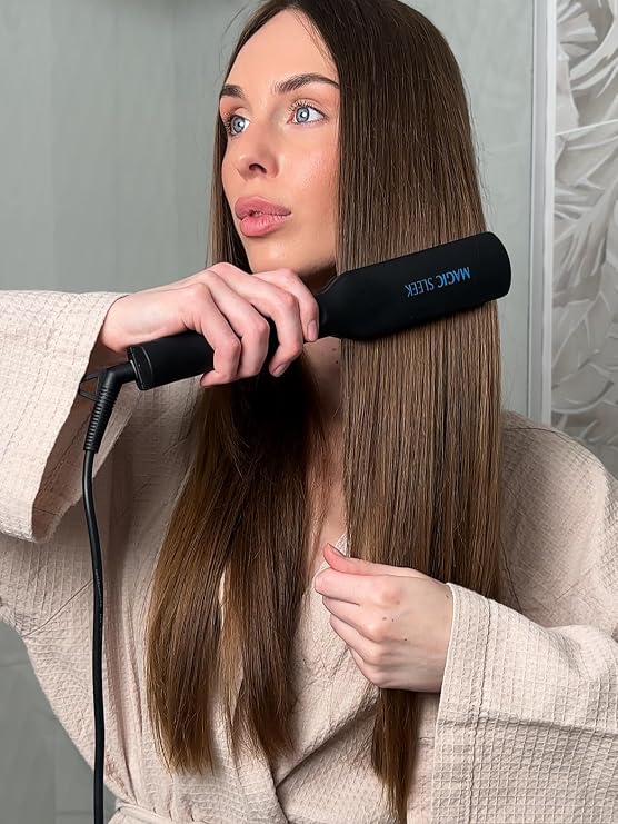 Magic Sleek Professional Titanium Flat Iron 1.75 | Hair Straightener | 460 Styling Temperature | All Hair Types | Digital Display | Multi Styling Tool | Smooth Floating Plates | Fast Heat-Up | Black