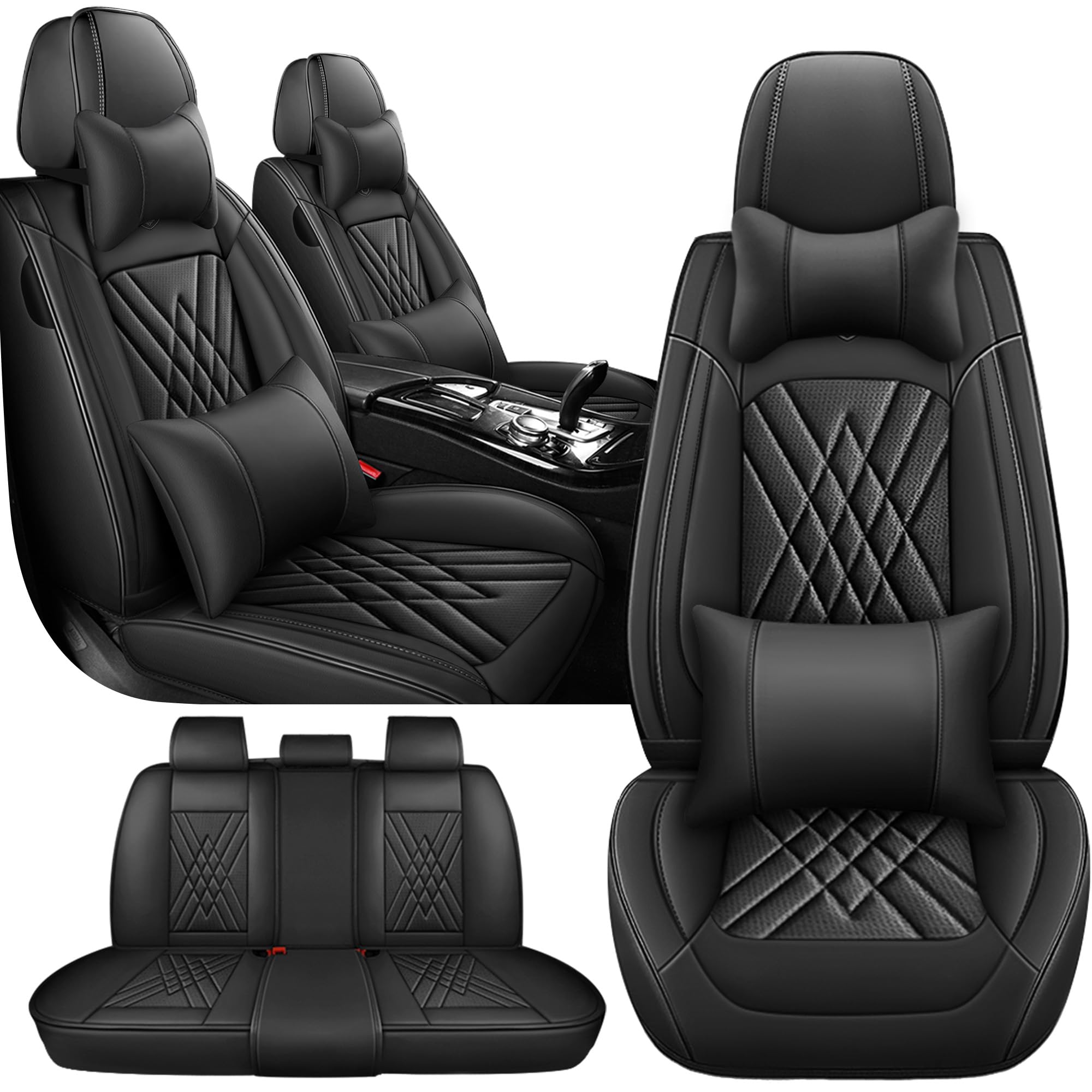 - Car Seat Covers for Chevy Avalanche 2002-2013, 5 Piece Set Nappa Leather Non-Slip Seat Protectors, Breathable Seat Cover Set. (Deluxe 5 Seats, Black)