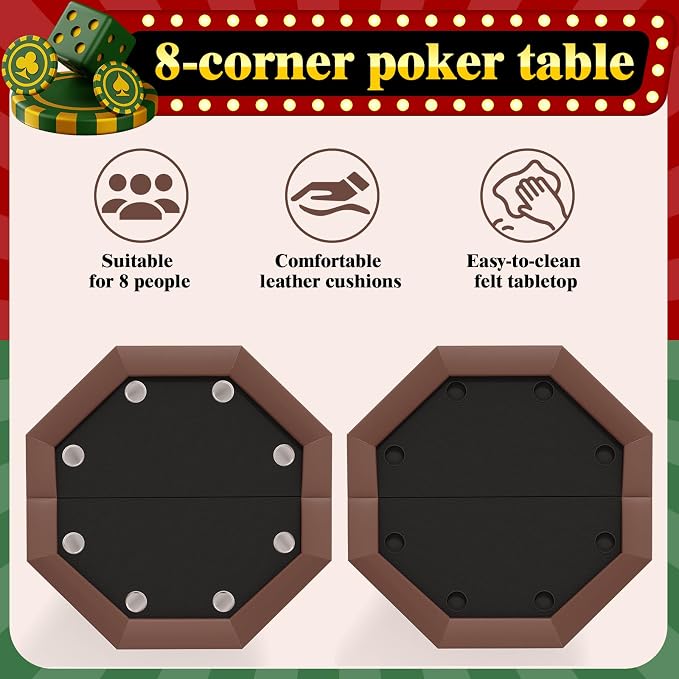 Mesa de Poker Octagonal Plegable para 8 Jugadores miniatura 5