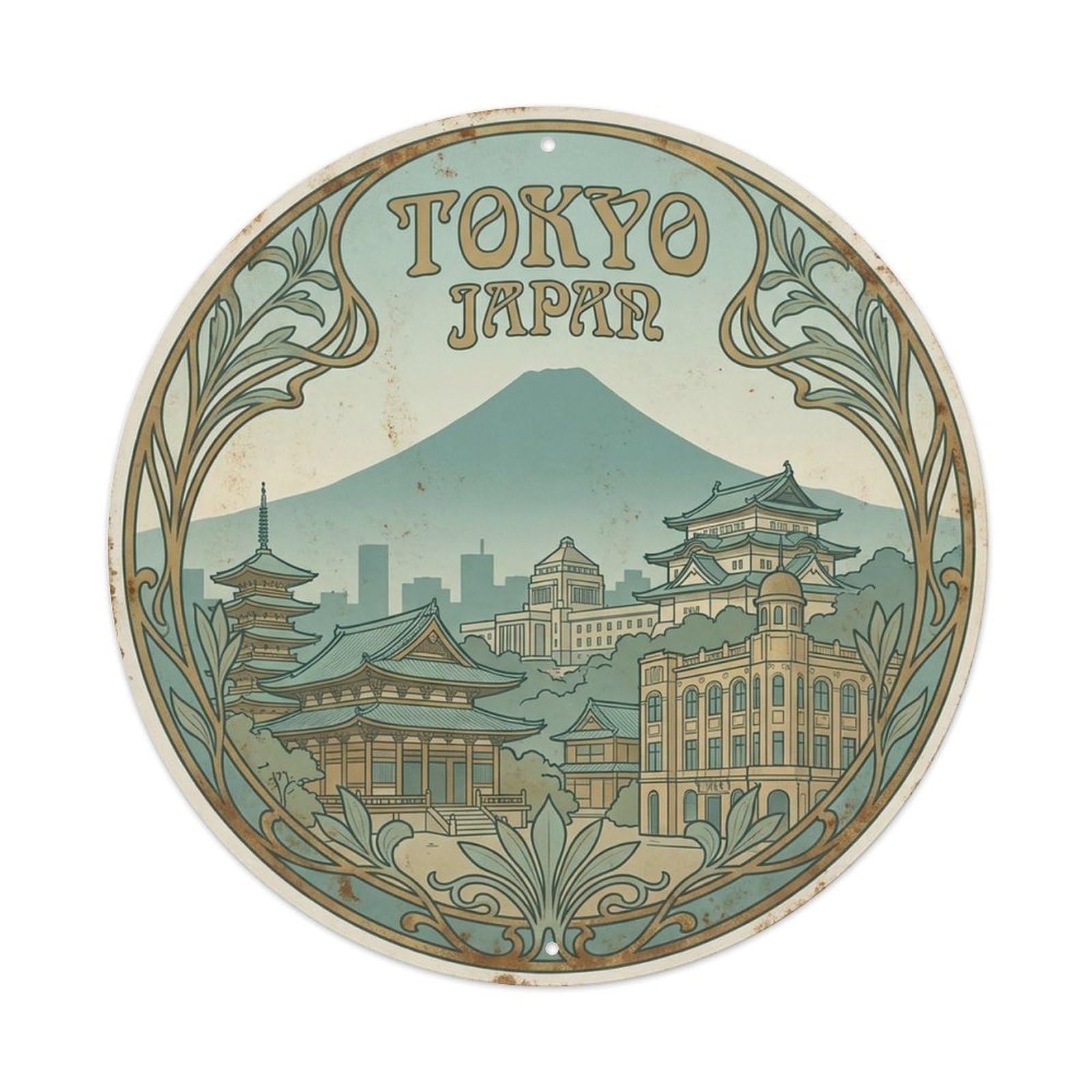 Tokyo Japan Heritage Travel Vintage Retro Landmark Metal Tin Sign