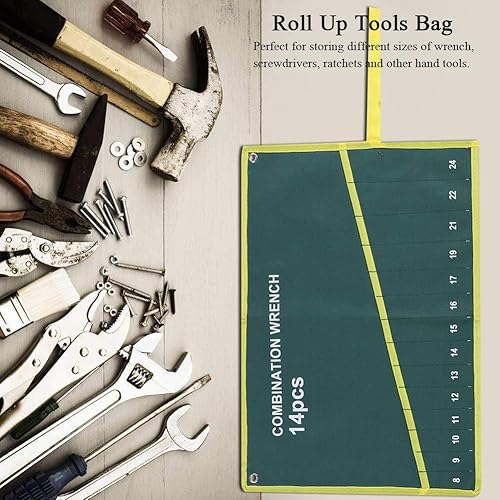 Miniatura 2 de Herramientas enrollables de lona con múltiples bolsillos, bolsa de almacenamiento integral con correas de corbata, organizador de herramientas