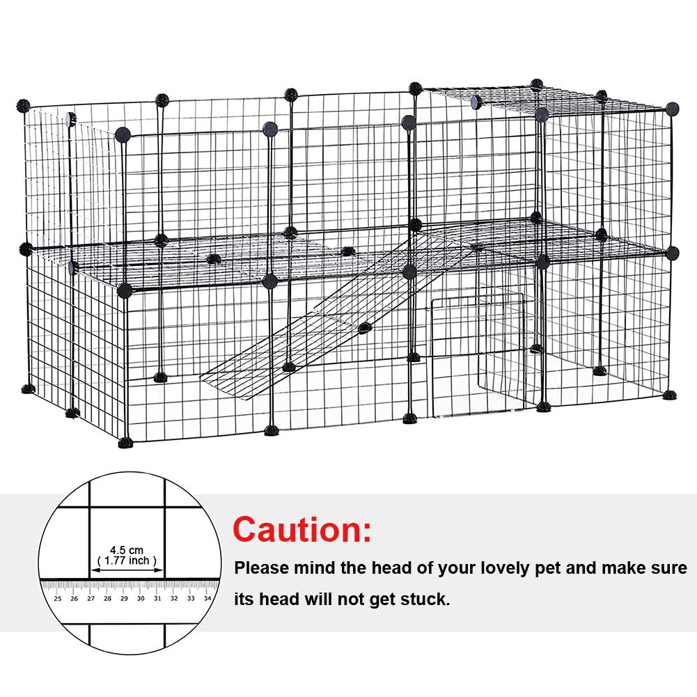 XhuangTech Haustier-Laufstall, DIY Kleintierkäfig für drinnen und draußen, tragbarer Metalldraht, Hofzaun für Welpen, Kätzchen, Meerschweinchen, Kaninchen, Schildkröte, Hamster (36 Panele)